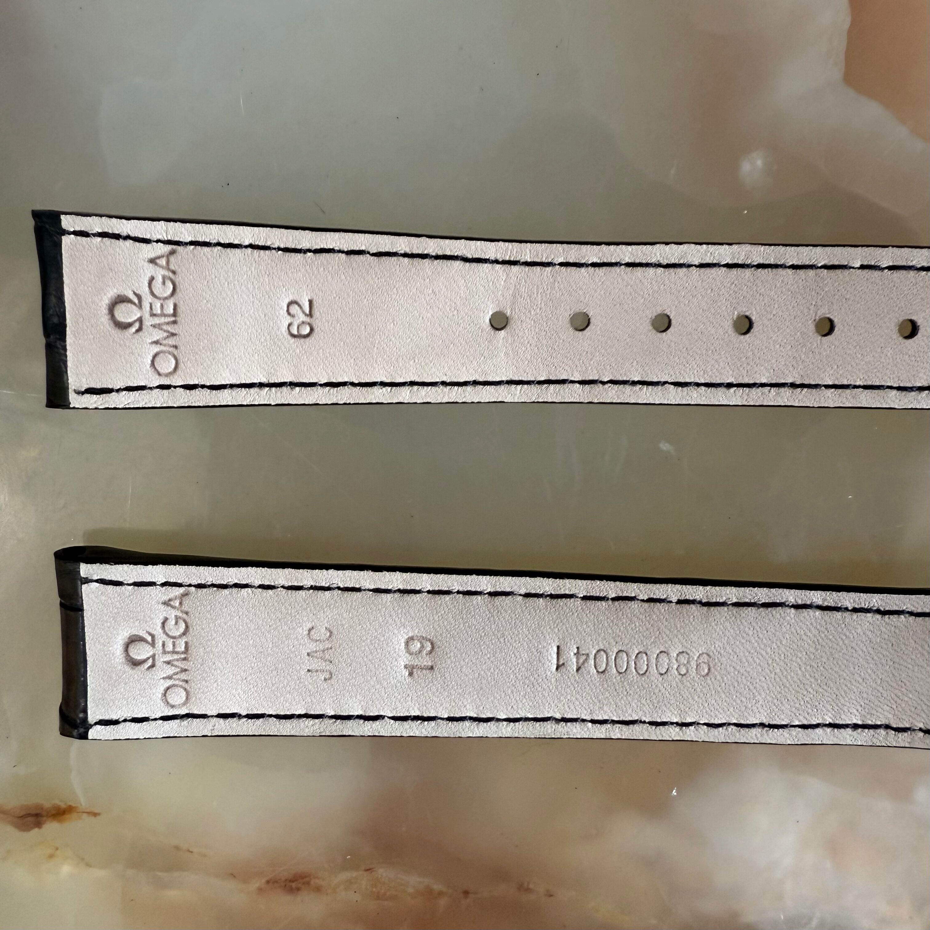 Authentic Omega Black Alligator Watch Strap Band 19mm 98000041
