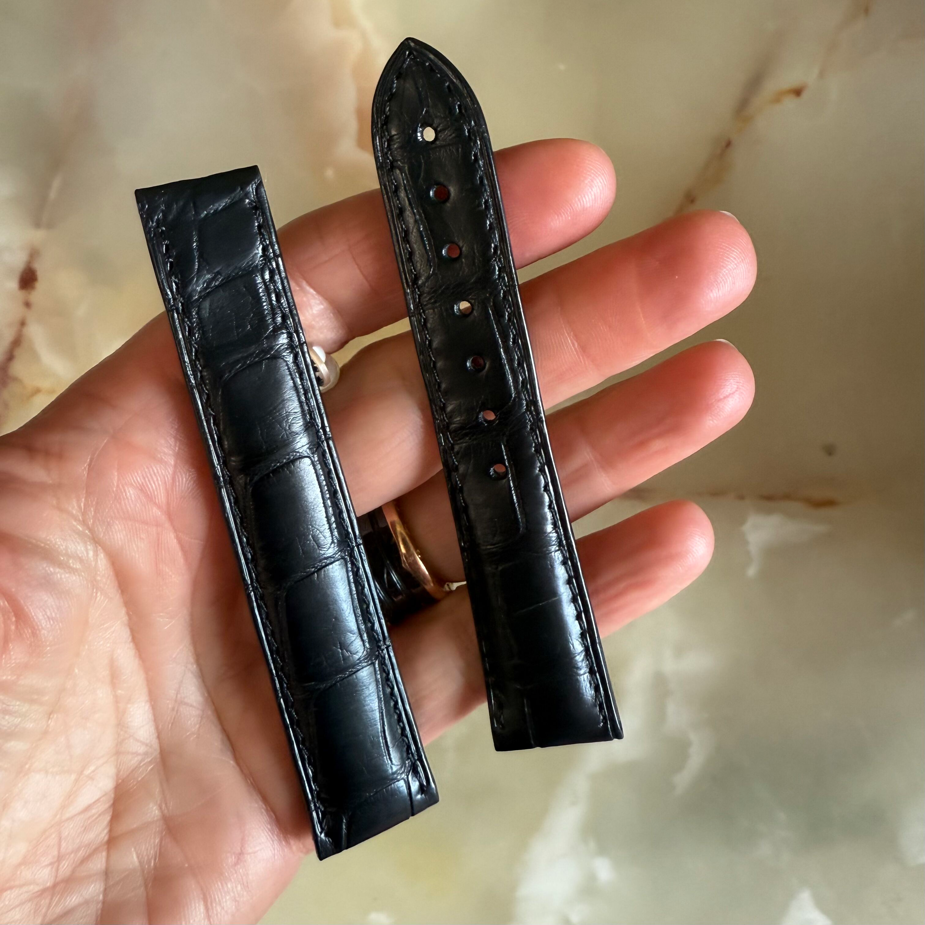 Authentic Omega Black Alligator Watch Strap Band 19mm 98000041