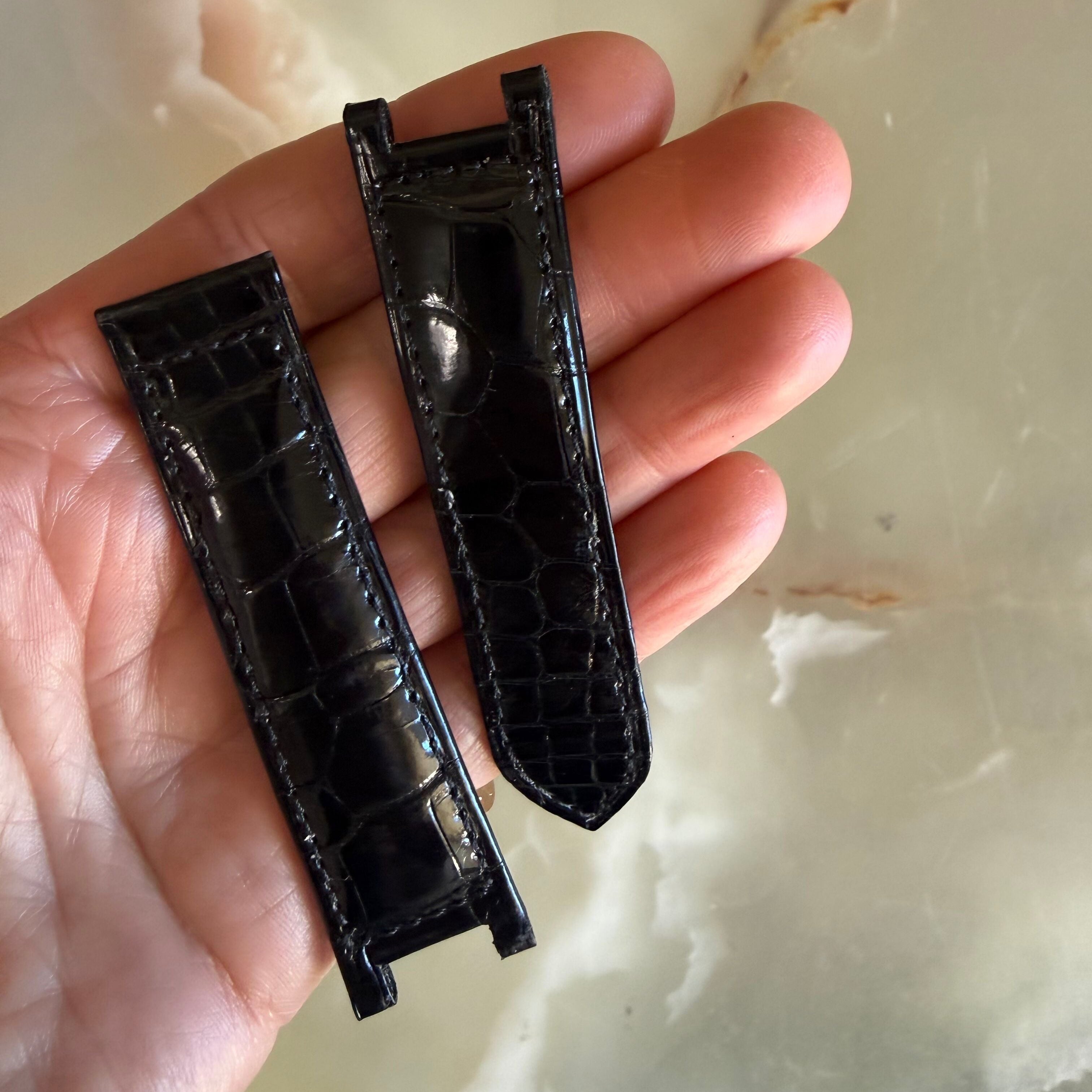 Authentic Cartier Pasha Black Alligator Watch Strap Band 19.30mm KD22C037