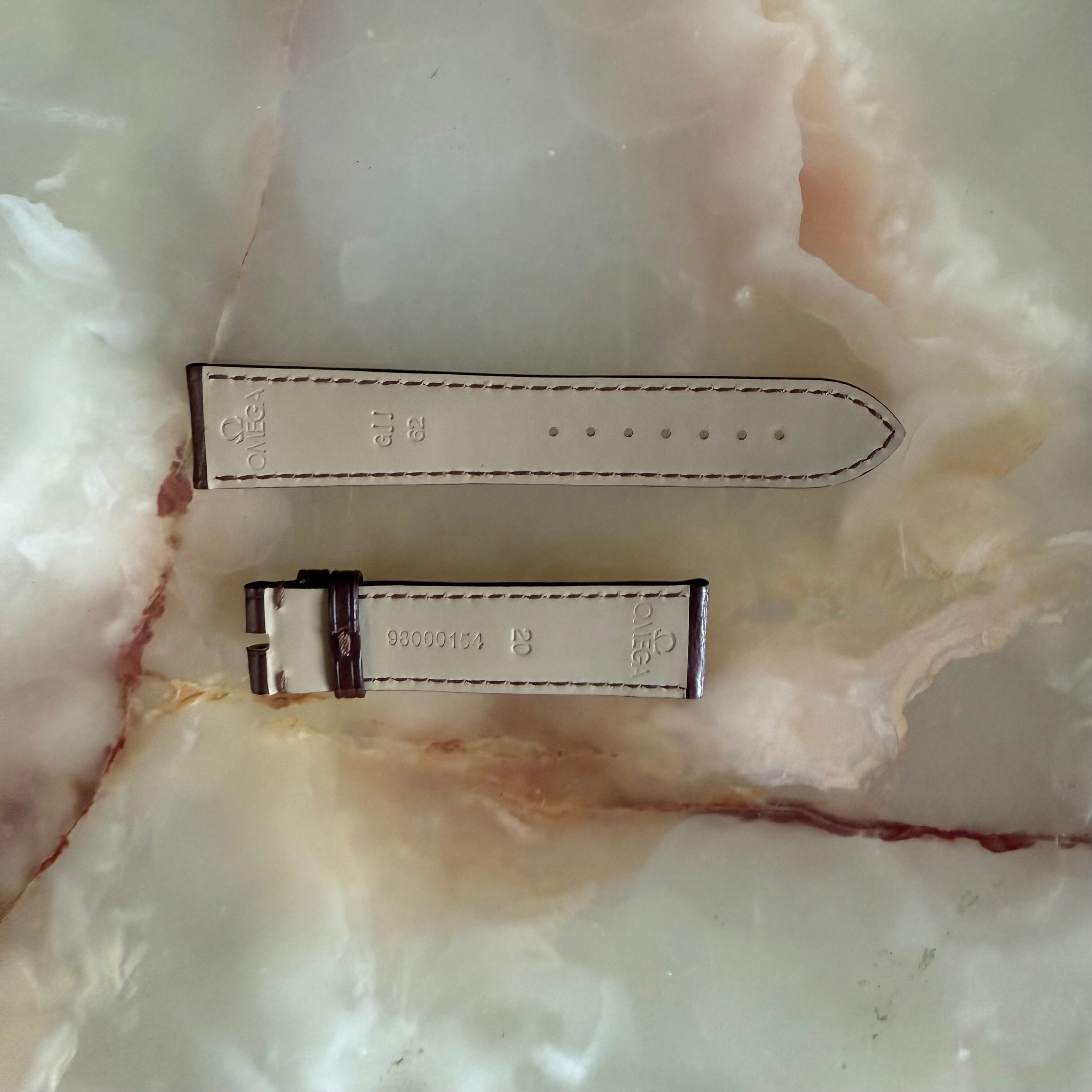 Authentic Omega Brown Alligator Watch Strap Band 20mm 98000154