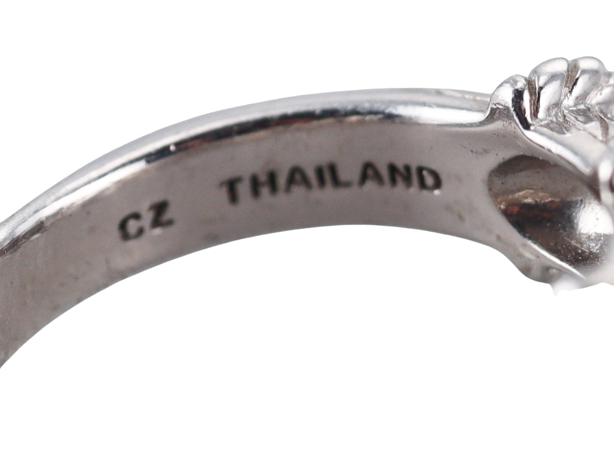Judith Ripka Sterling Silver Cubic Zirconia Heart Charm Ring