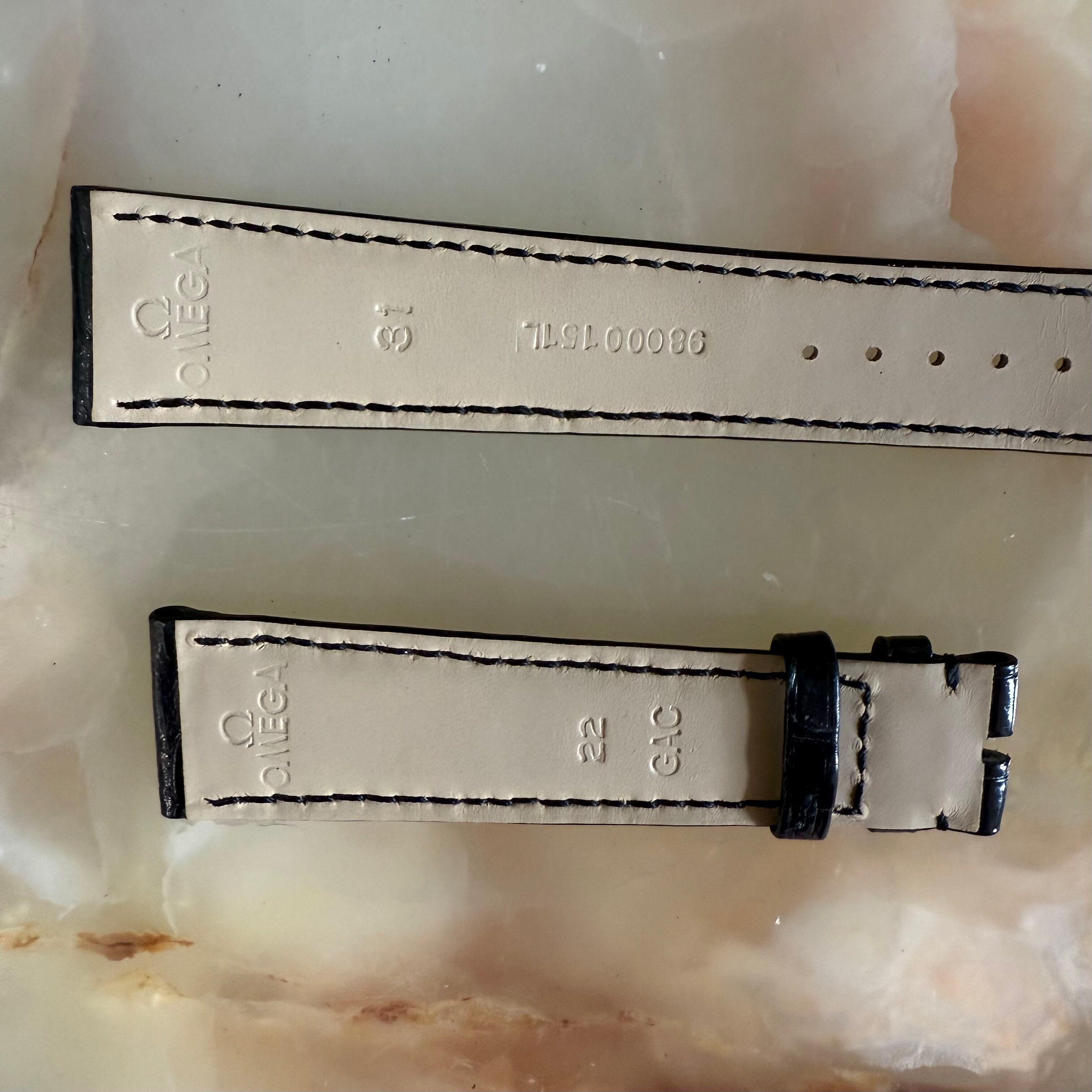 Authentic Omega Black Alligator Watch Strap Band 22mm 98000151L