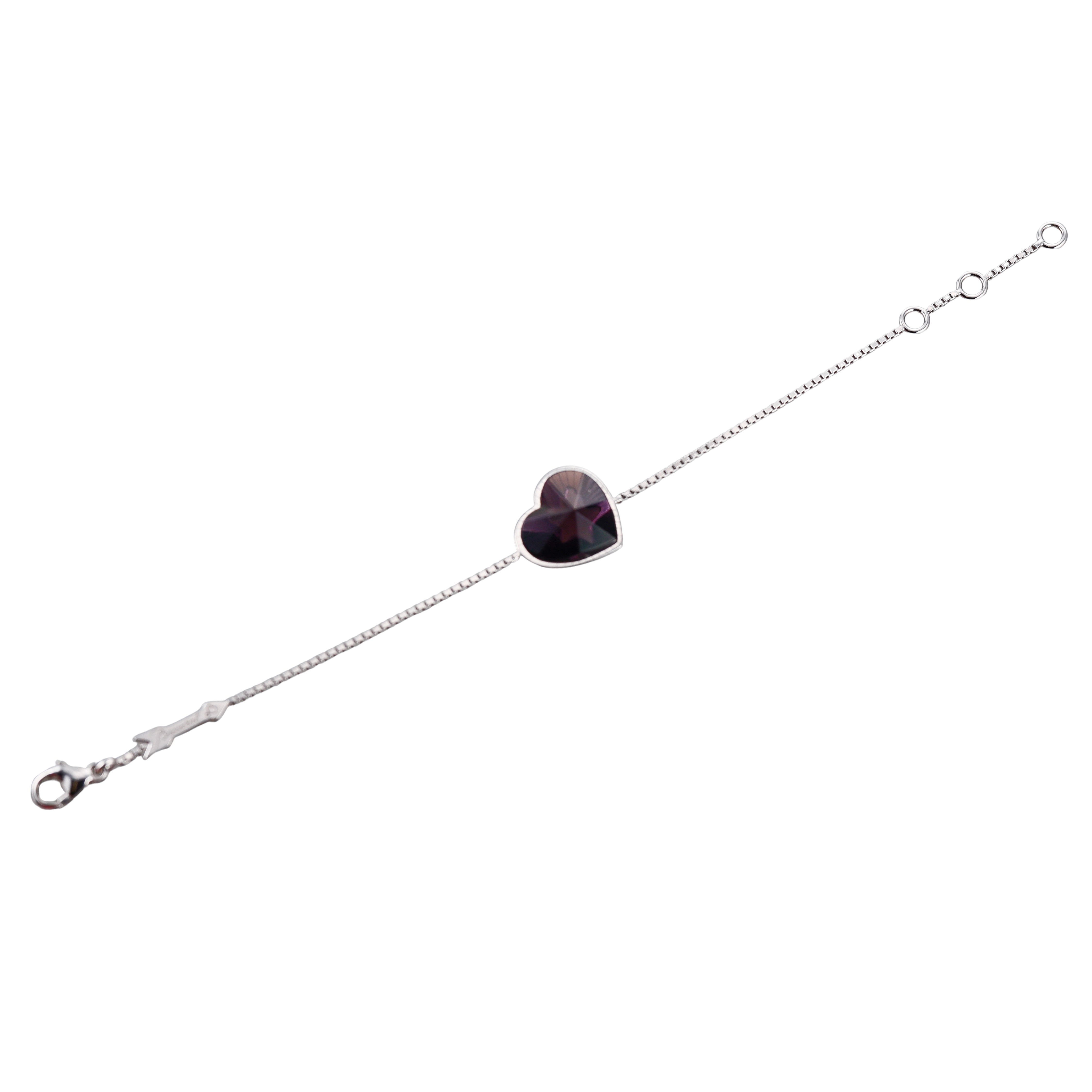 Baccarat Etoile Mon Coeur Sterling Silver Crystal Heart Bracelet 2812865