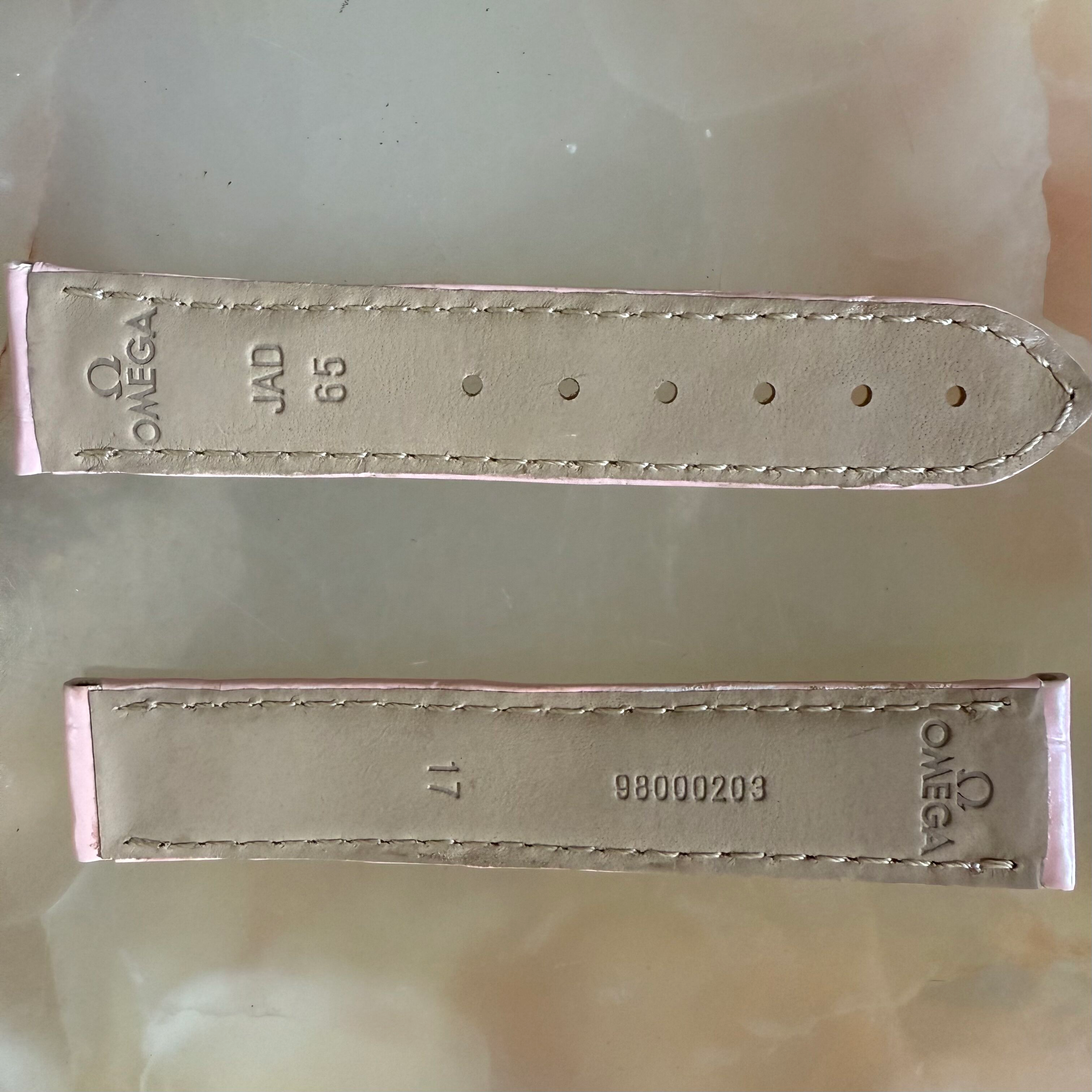 Authentic Omega Speedmaster De Ville Pink Alligator Watch Strap Band 17mm 98000203