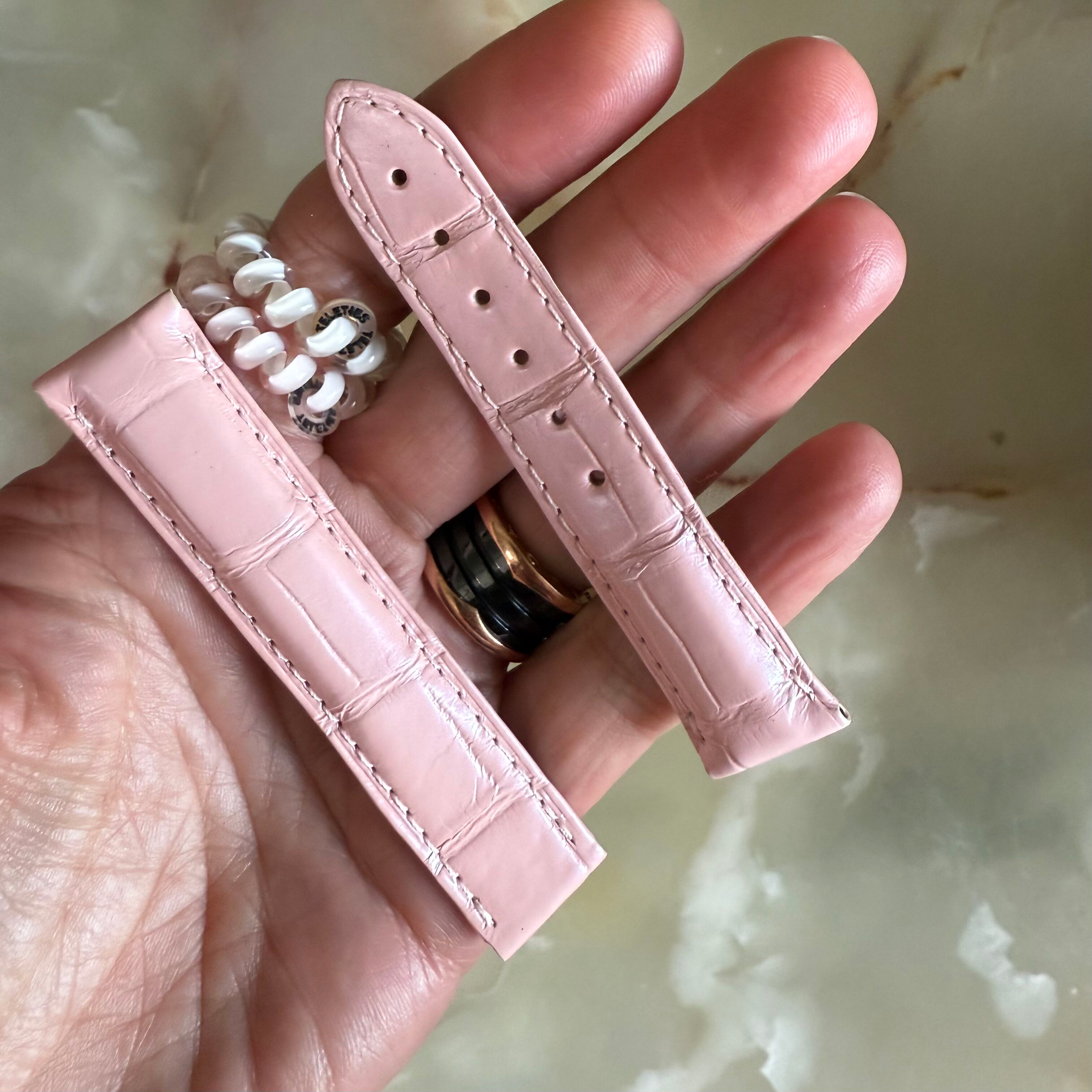 Authentic Omega Speedmaster De Ville Pink Alligator Watch Strap Band 17mm 98000203