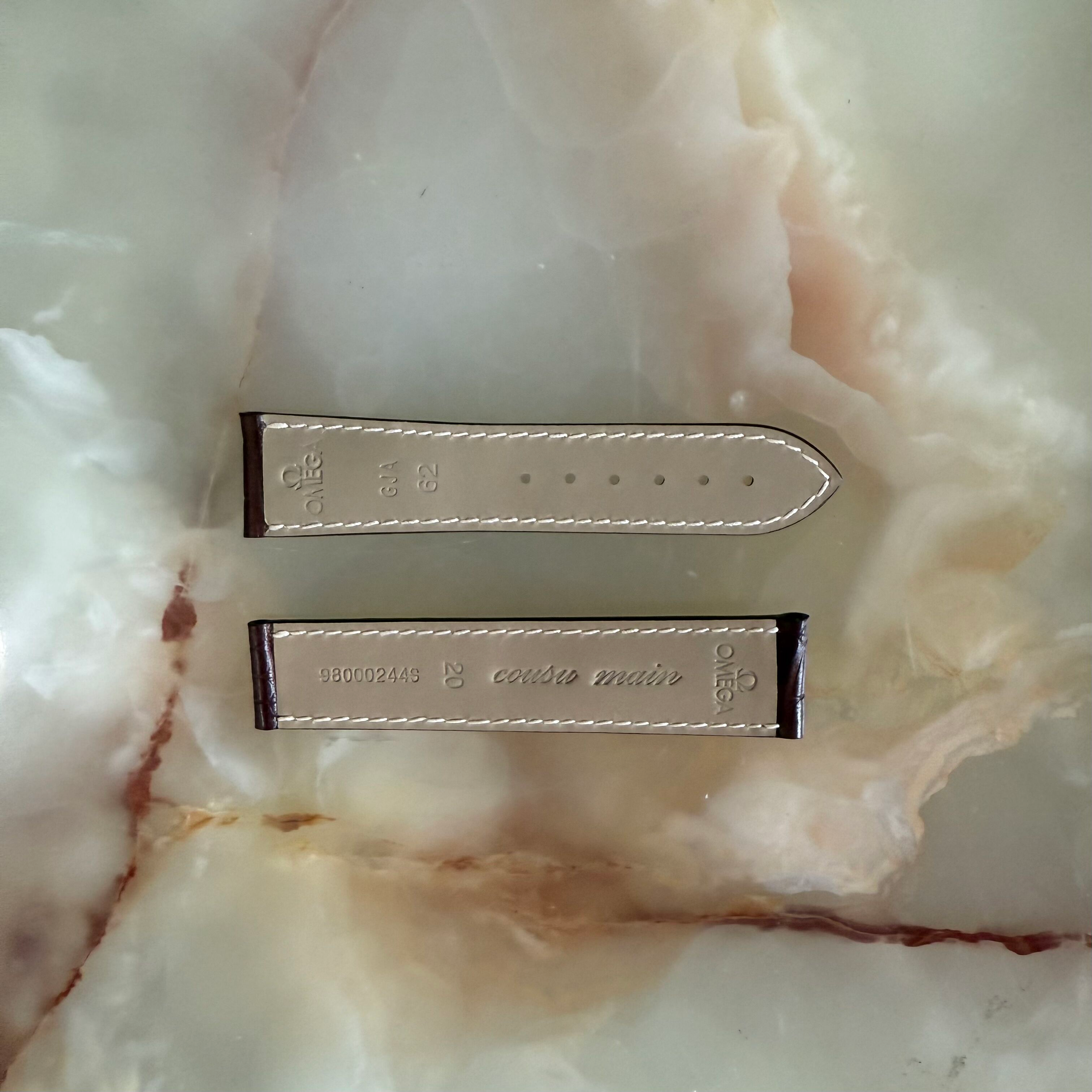 Authentic Omega Brown Alligator Watch Strap Band 20mm 98000244S