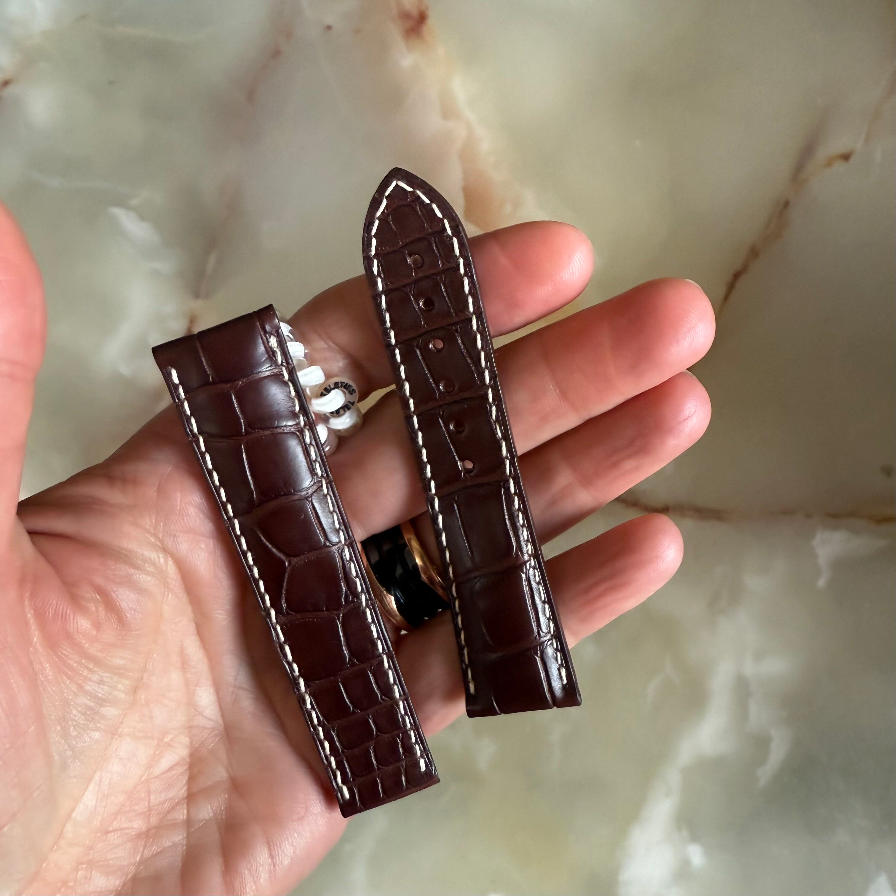 Authentic Omega Brown Alligator Watch Strap Band 20mm 98000244S