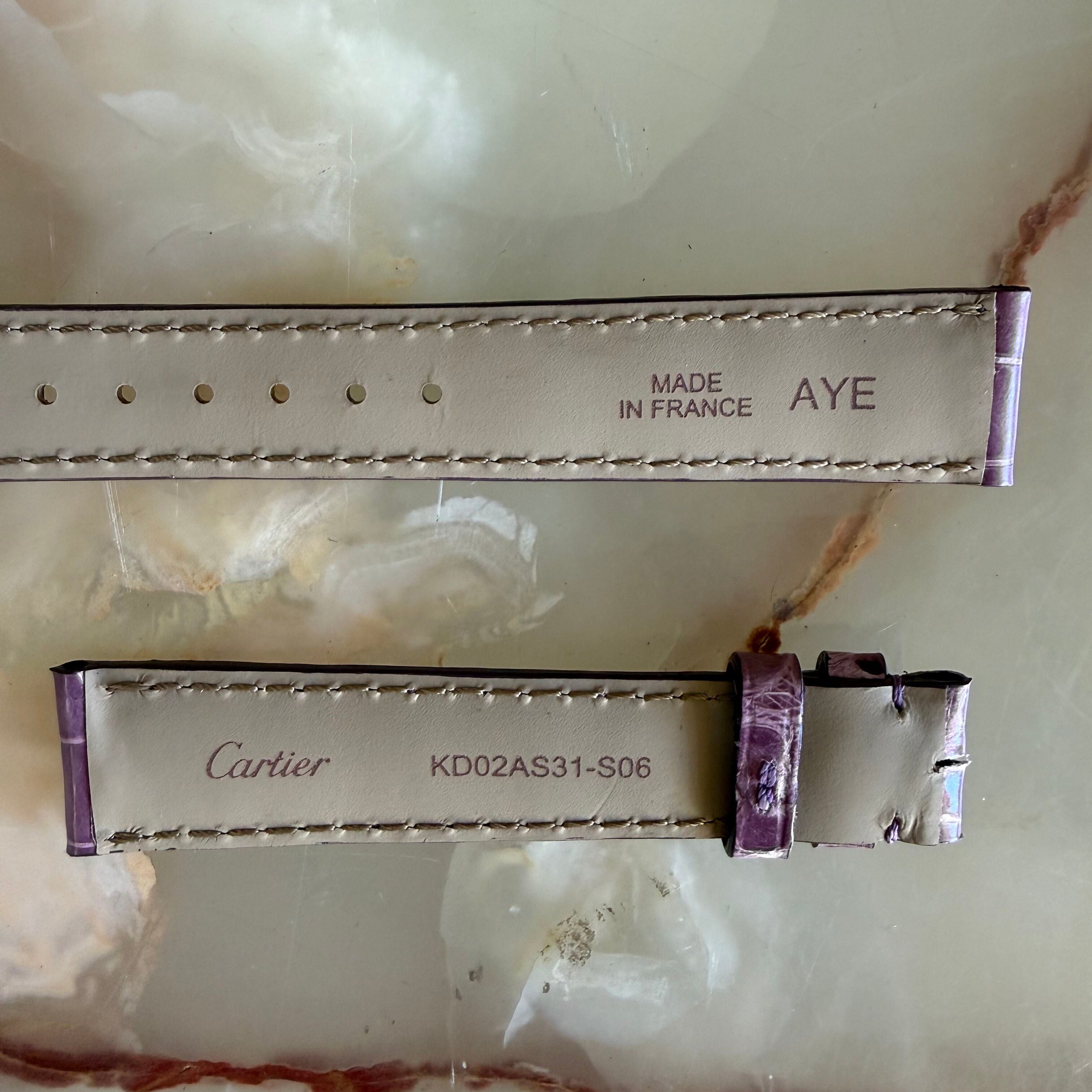 Authentic Cartier Lavender Alligator Watch Strap Band 16mm KD02AS31-S06