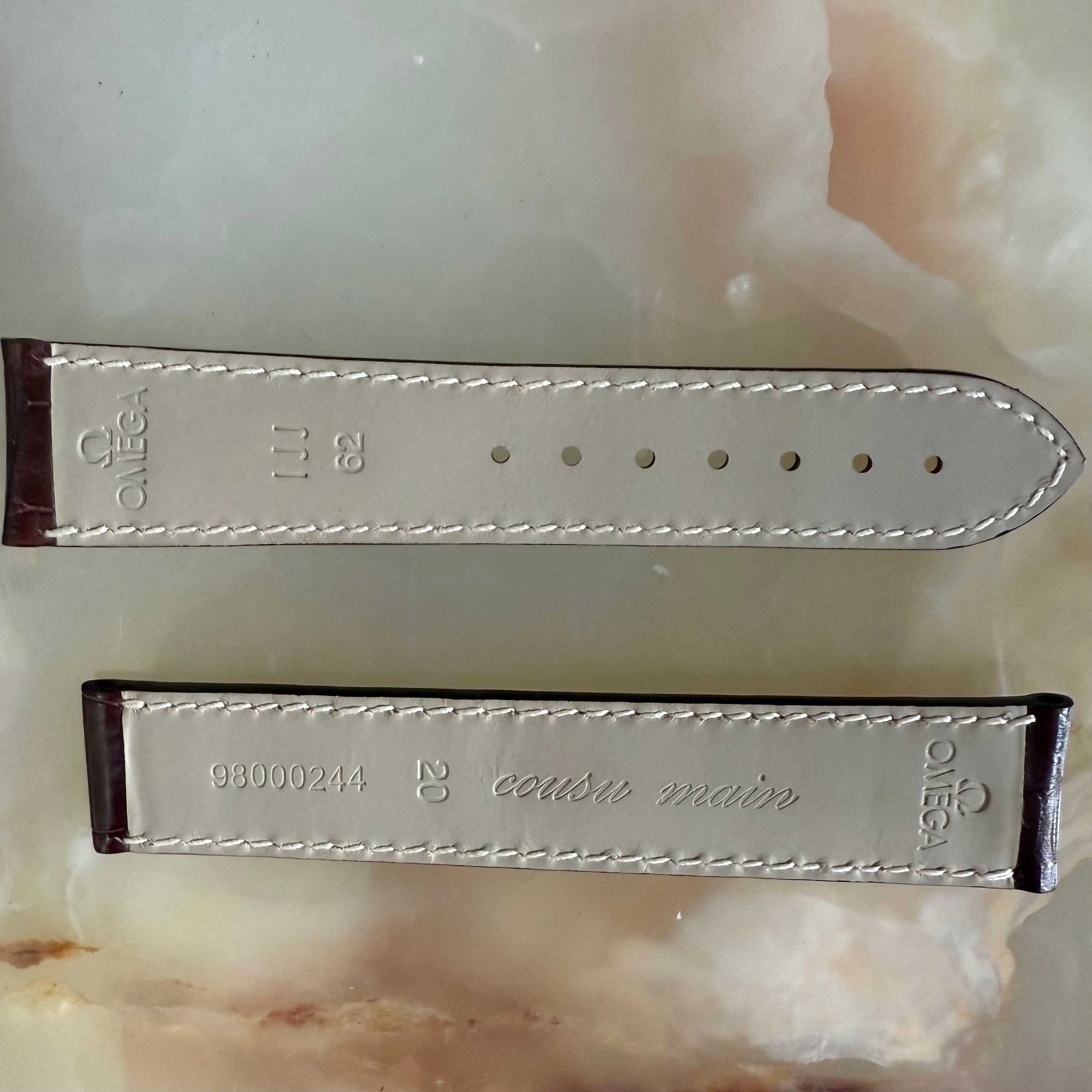 Authentic Omega Brown Alligator Watch Strap Band 20mm 98000244