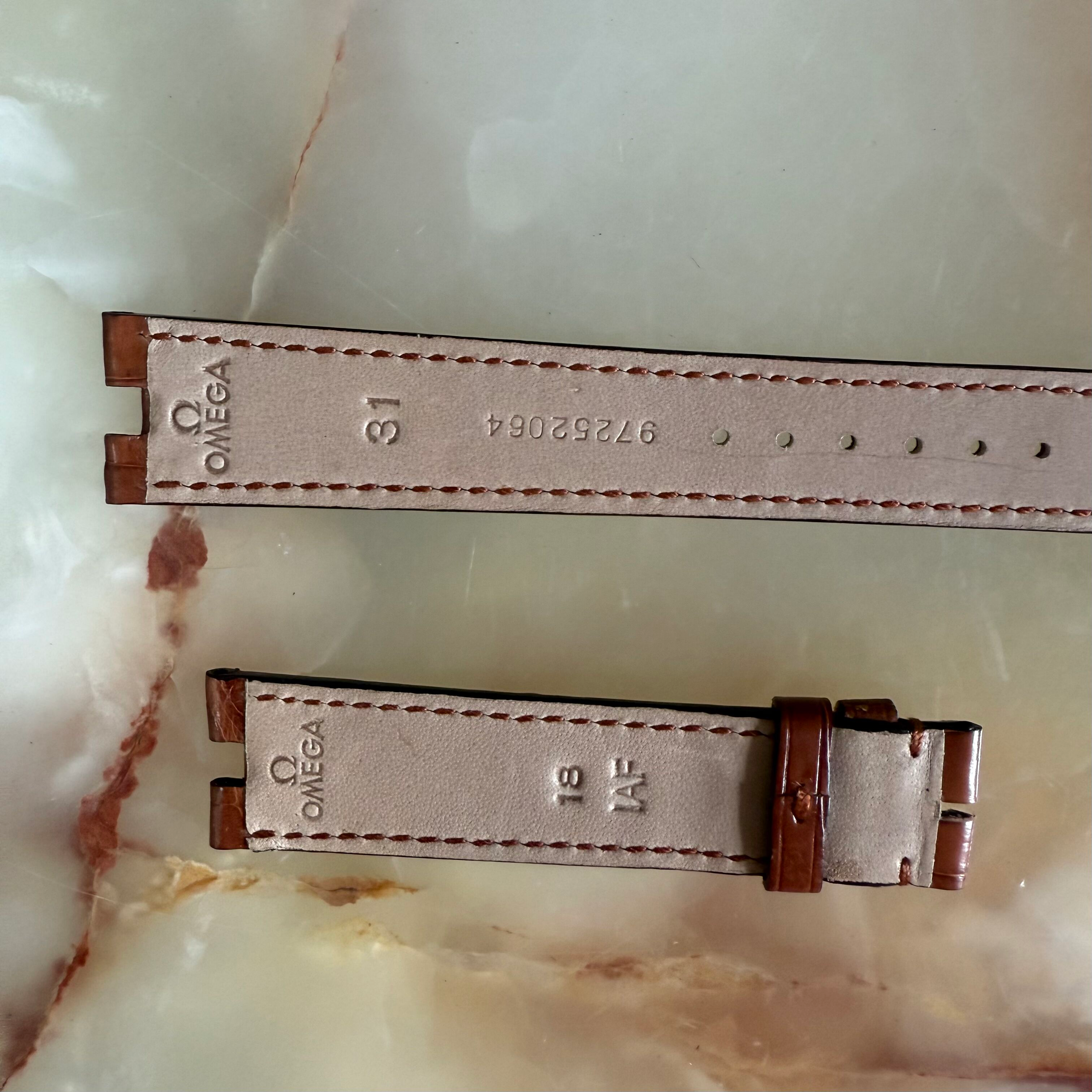 Authentic Omega Brown Alligator Watch Strap Band 18mm 97252064