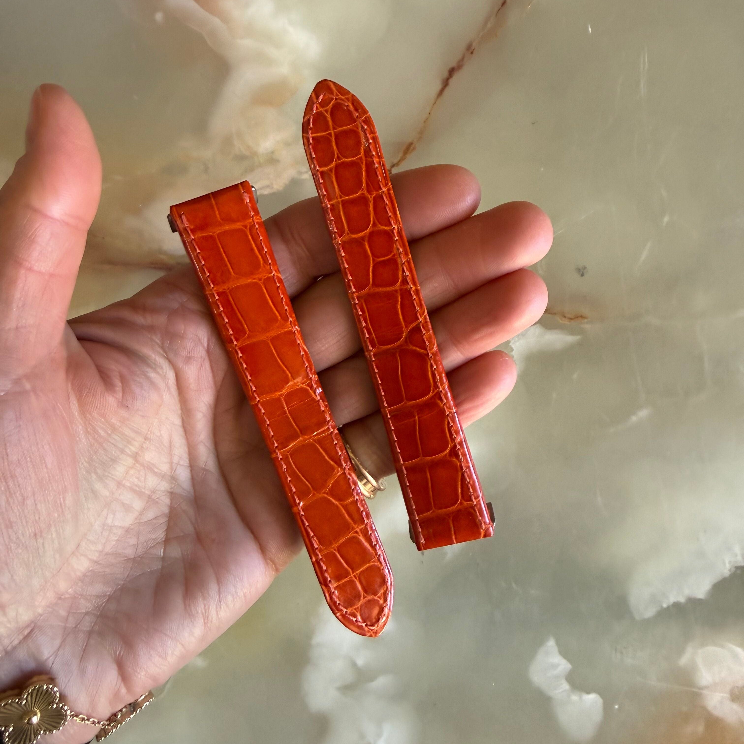 Authentic Cartier Orange Alligator Quick Release Watch Strap Band 19.75mm KD82JR22-S07
