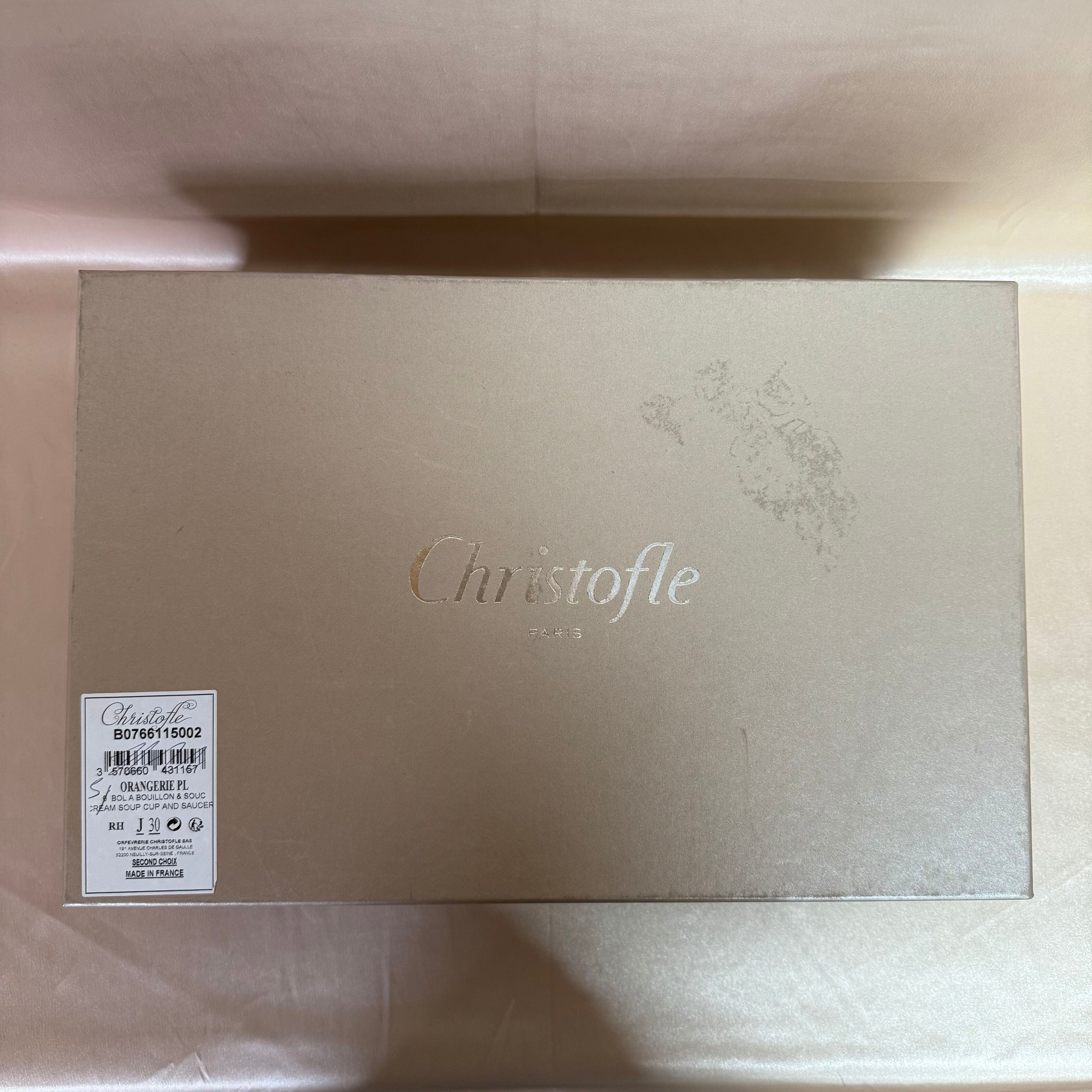 Christofle Orangerie Platinum Cream Soup Cup & Saucer Set of 5 B0766115002