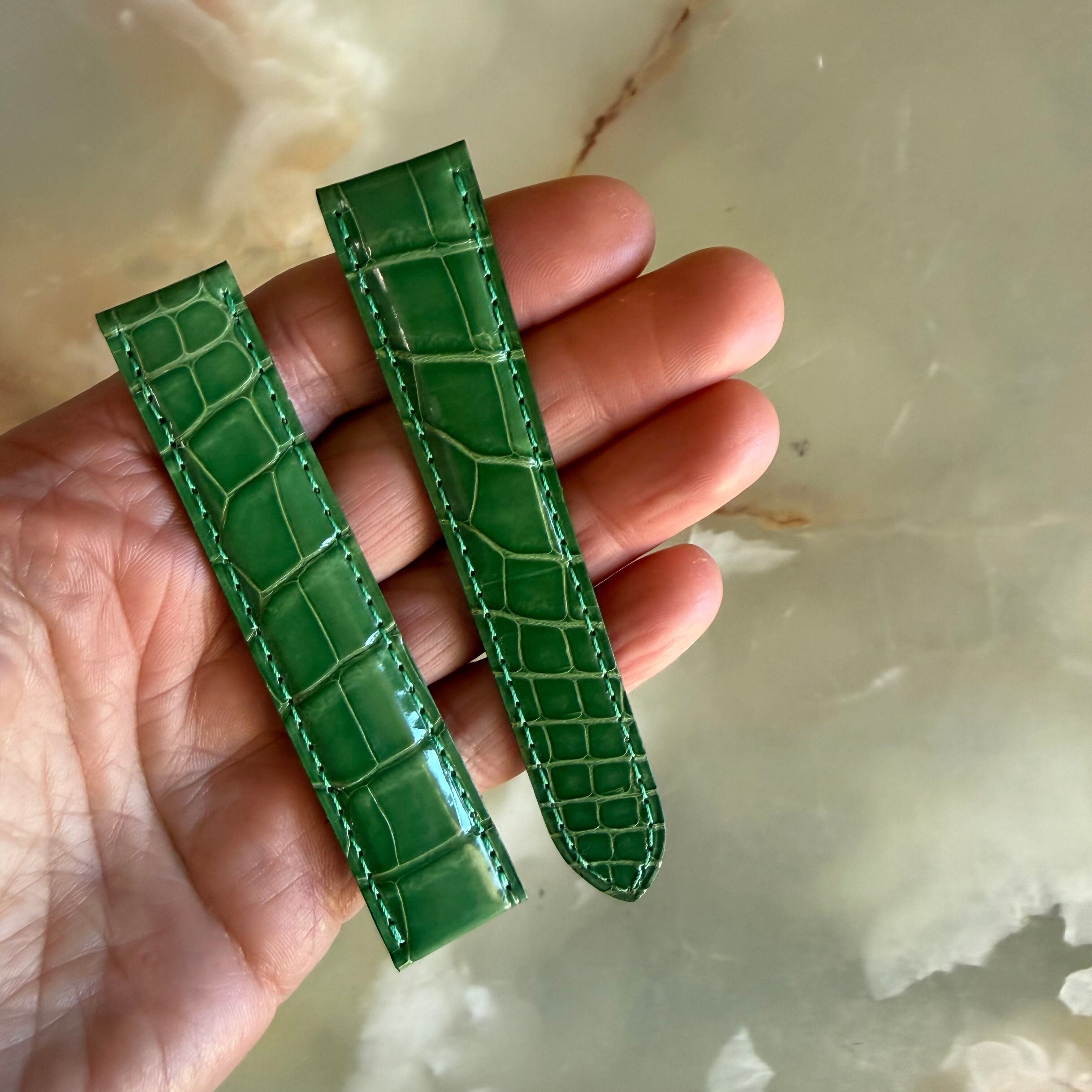 Authentic Cartier Green Alligator Watch Strap Band 18mm KD31FR40
