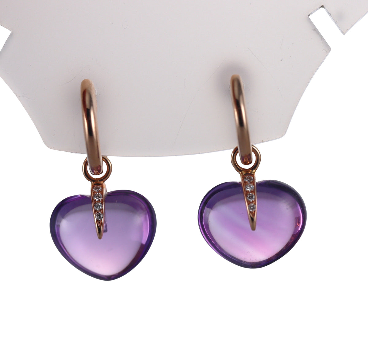 Bucherer 18k Rose Gold Amethyst Diamonds Earrings