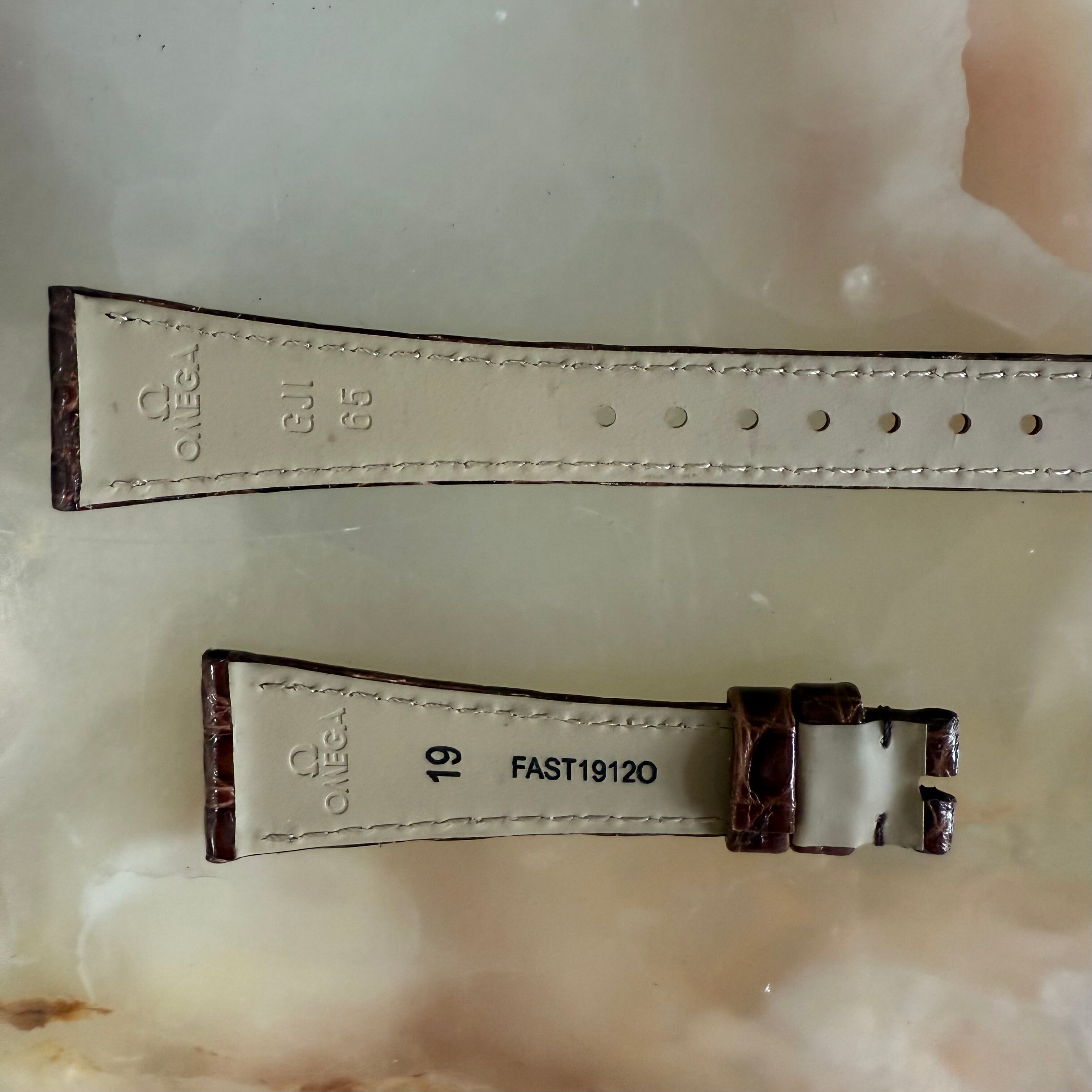 Authentic Omega Brown Alligator Watch Strap Band 19mm FAST19120