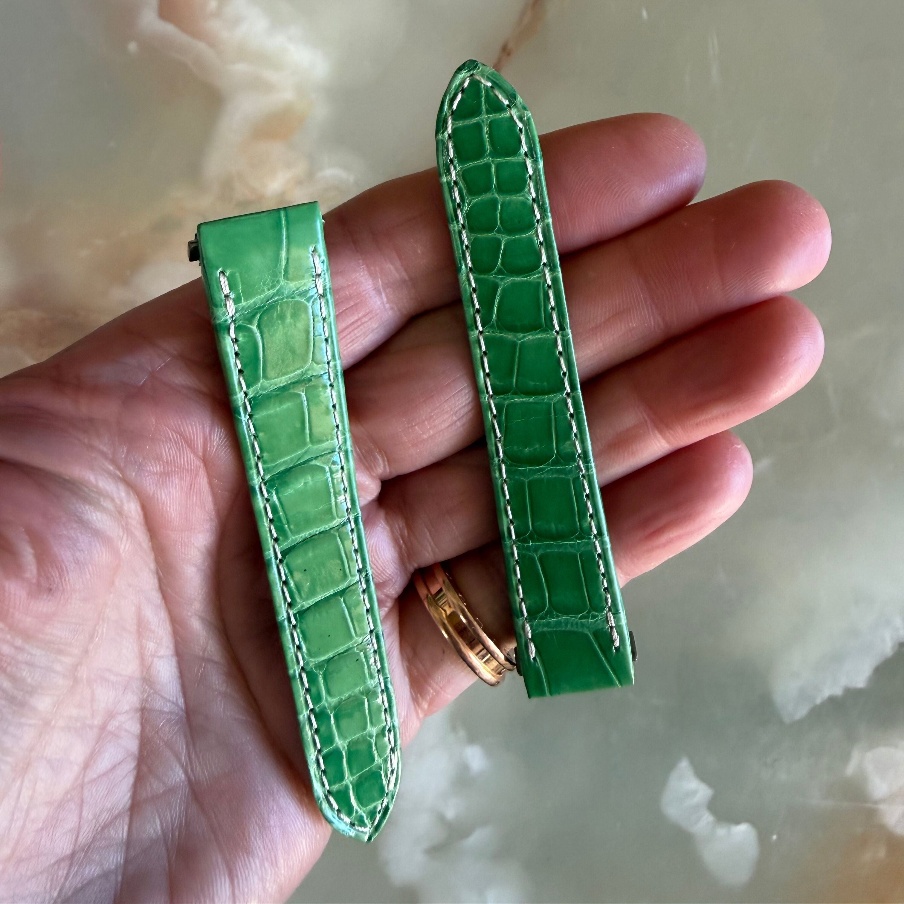 Authentic Cartier Green Alligator Quick Release Watch Strap Band 15mm KD93WR38-S07