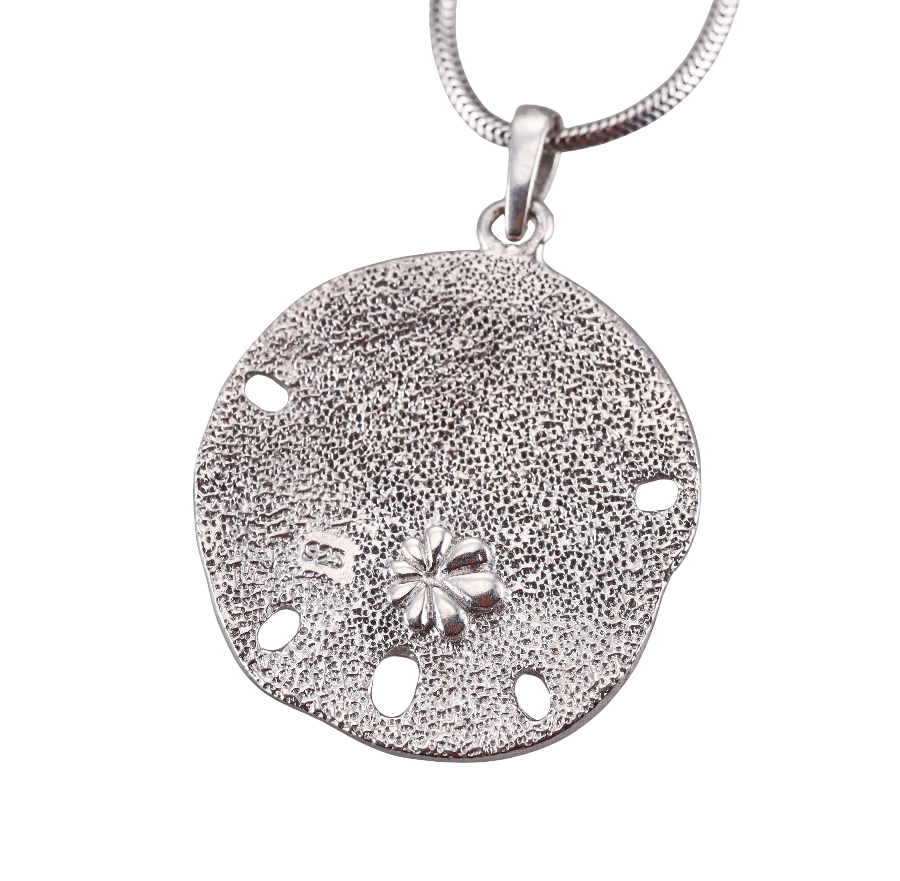 MarahLago Sterling Silver Larimar Sand Dollar Pendant Necklace Retail $344