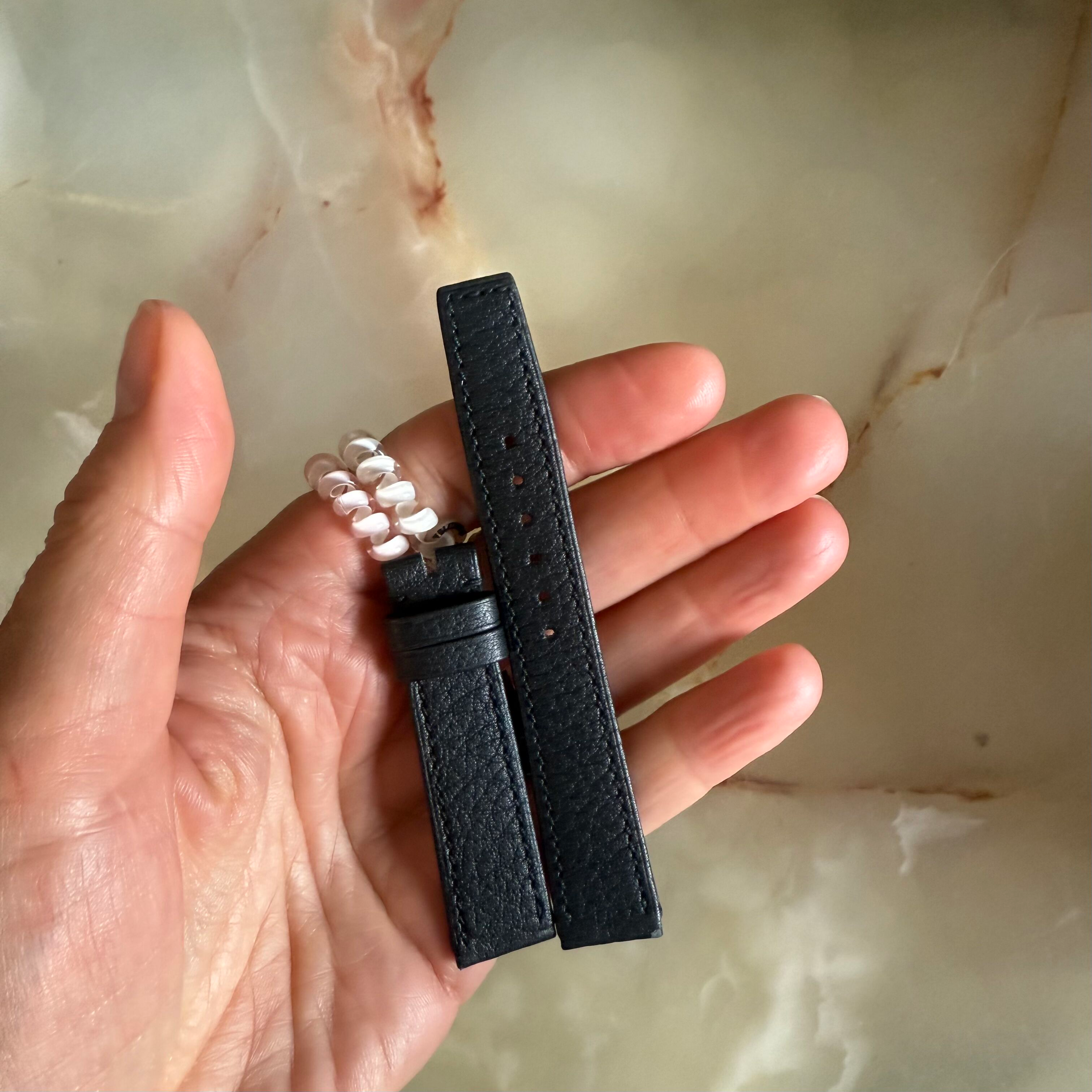 Authentic Omega Black Leather Watch Strap Band 16mm VEST1614N