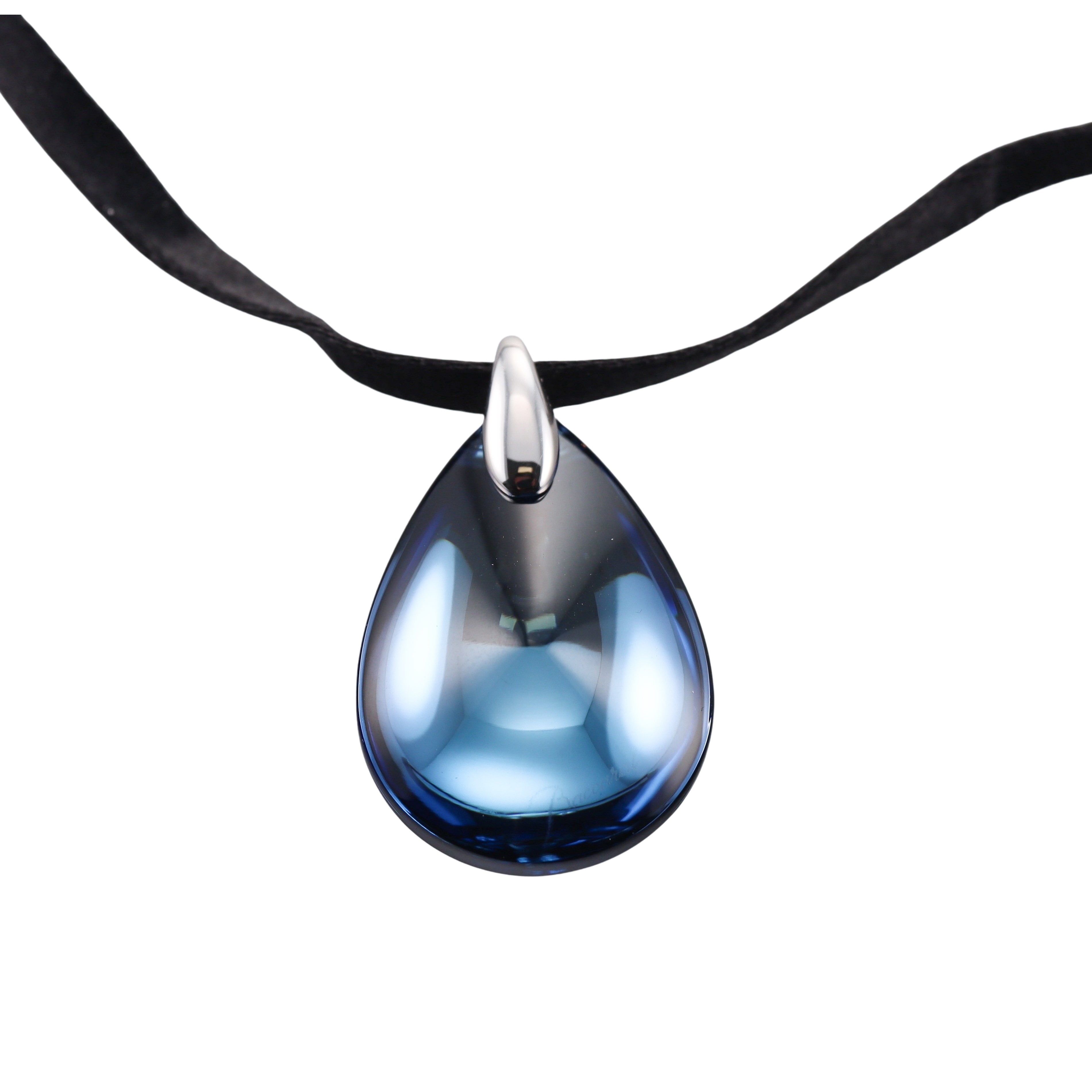 Baccarat Sterling Silver Psychedelic Crystal Pendant Cord Necklace 2106390