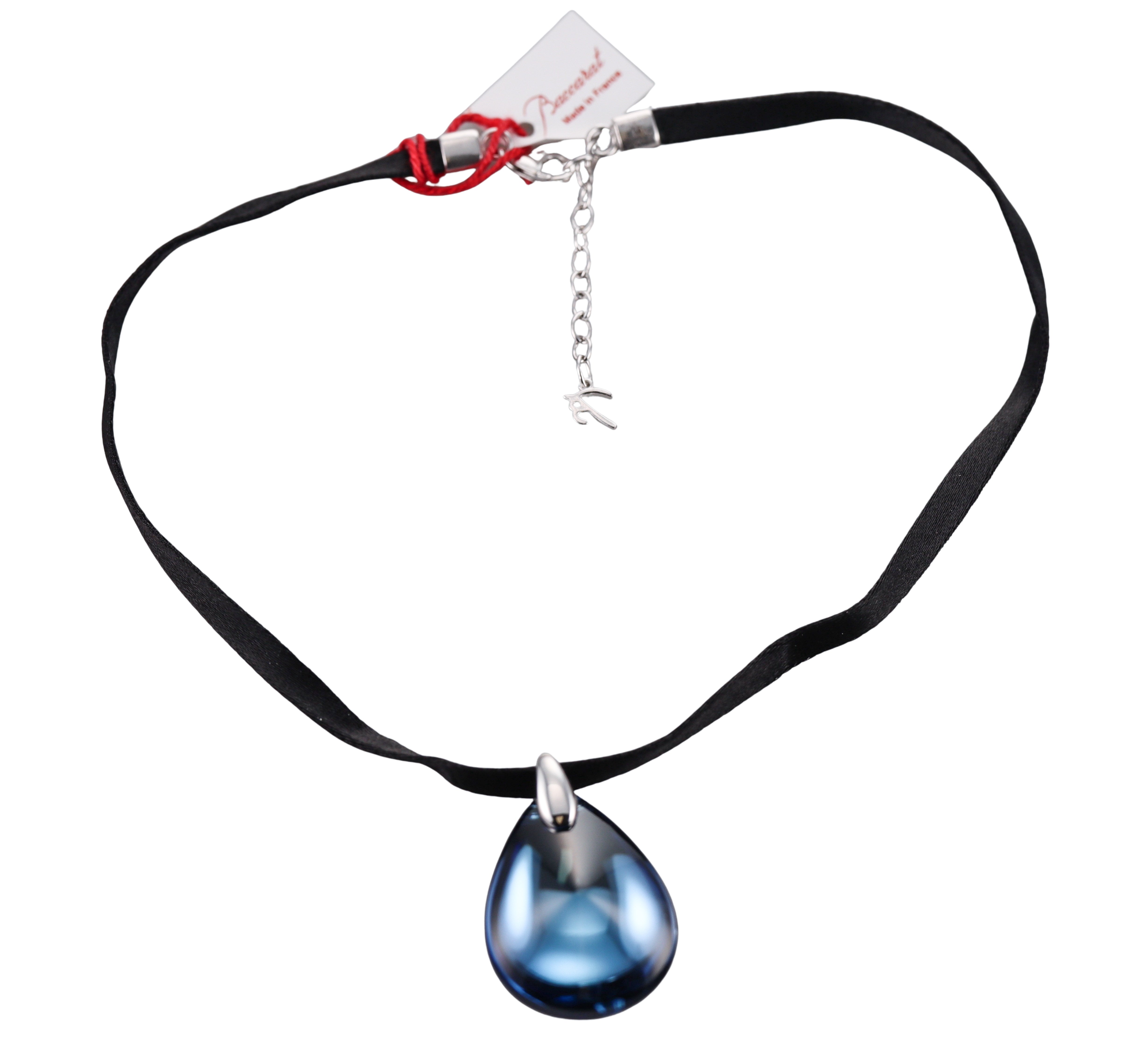 Baccarat Sterling Silver Psychedelic Crystal Pendant Cord Necklace 2611859