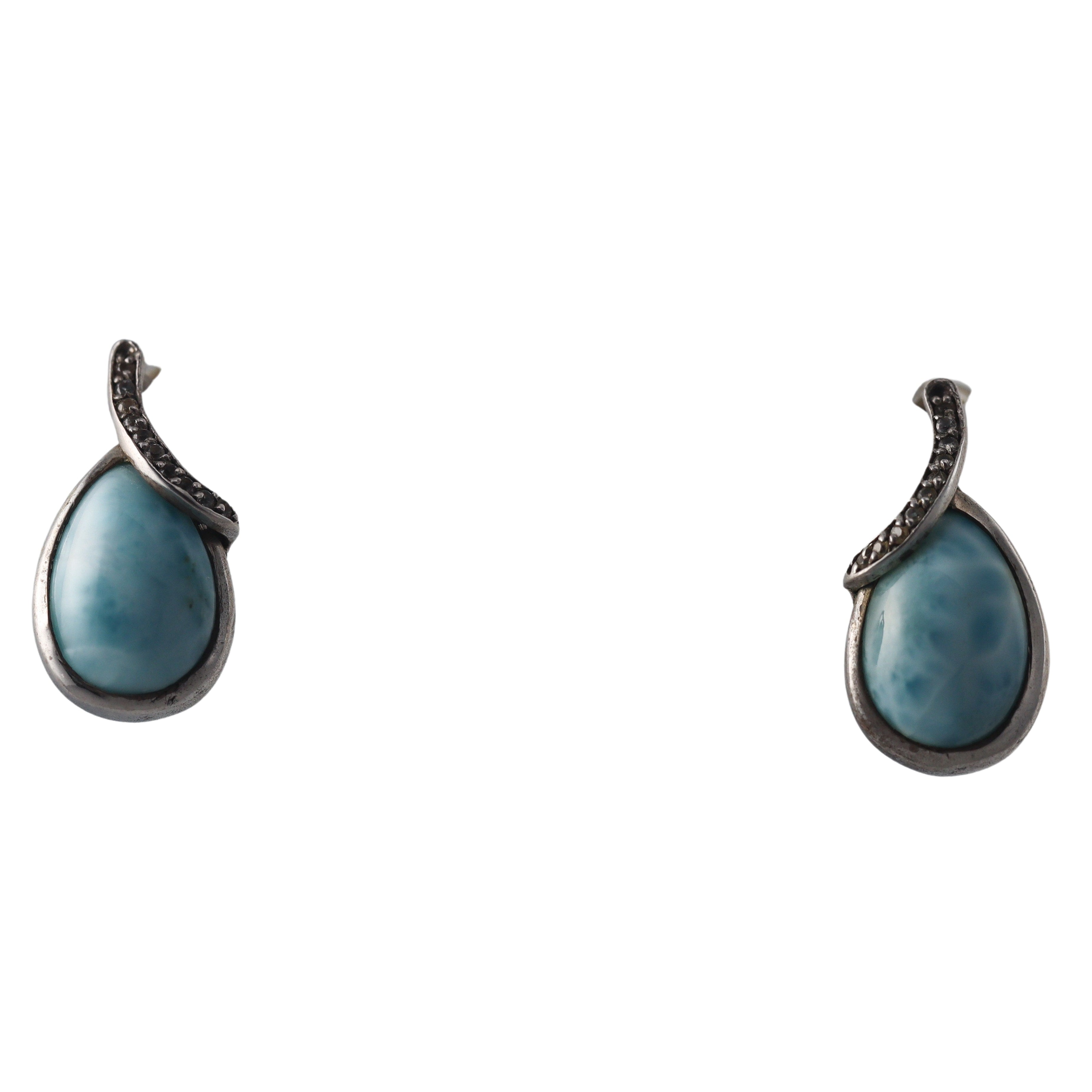 Marahlago Sterling Silver Larimar White Sapphire Earrings Retail $301
