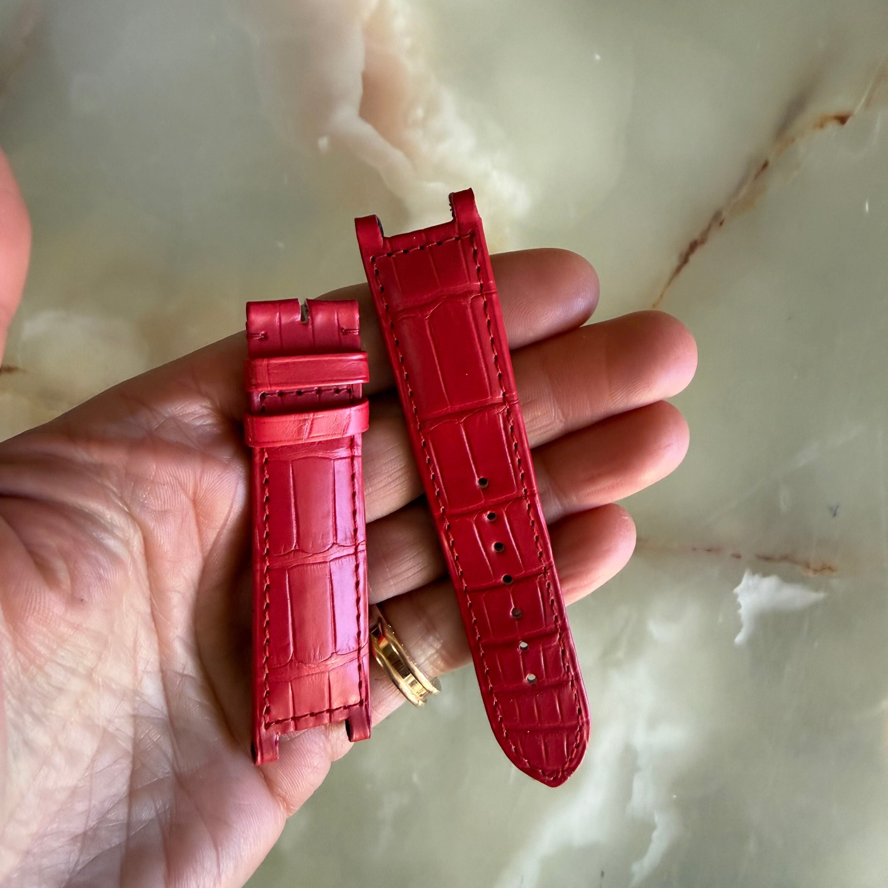Authentic Cartier Red Alligator Watch Strap Band 20mm KD22AL66-S06