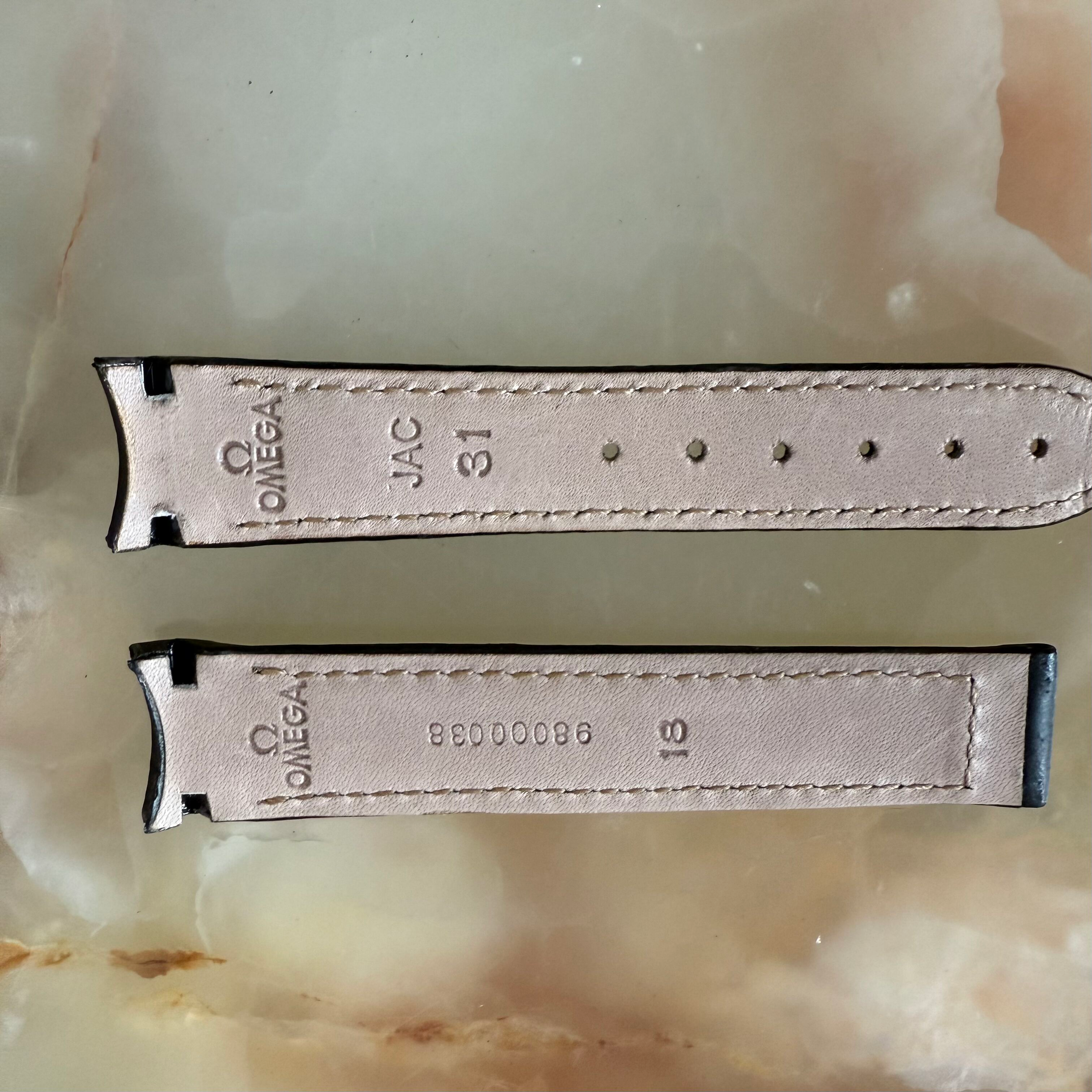 Authentic Omega Black Leather Watch Strap Band 18mm 98000038