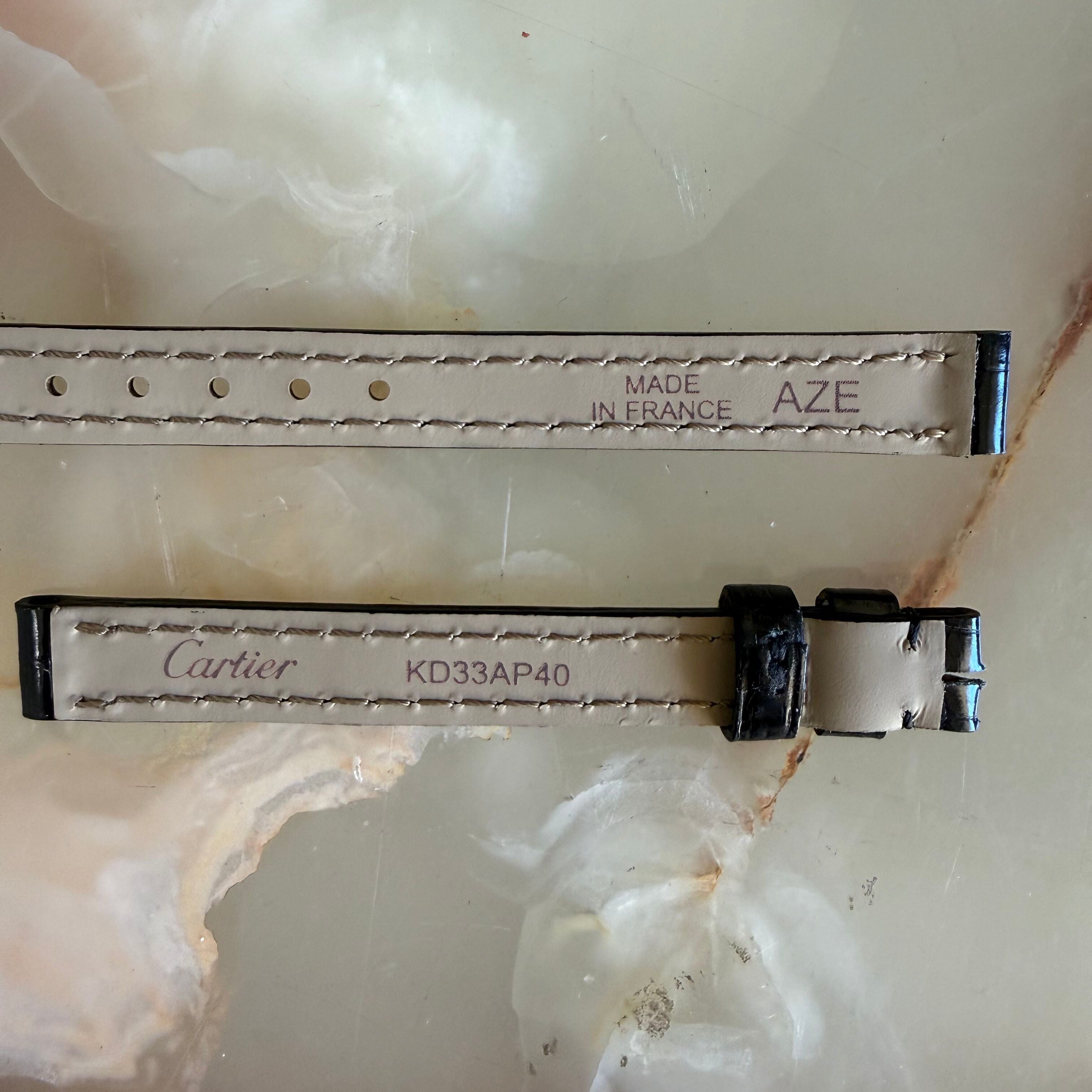 Authentic Cartier Black Alligator Watch Strap Band 9mm KD33AP40