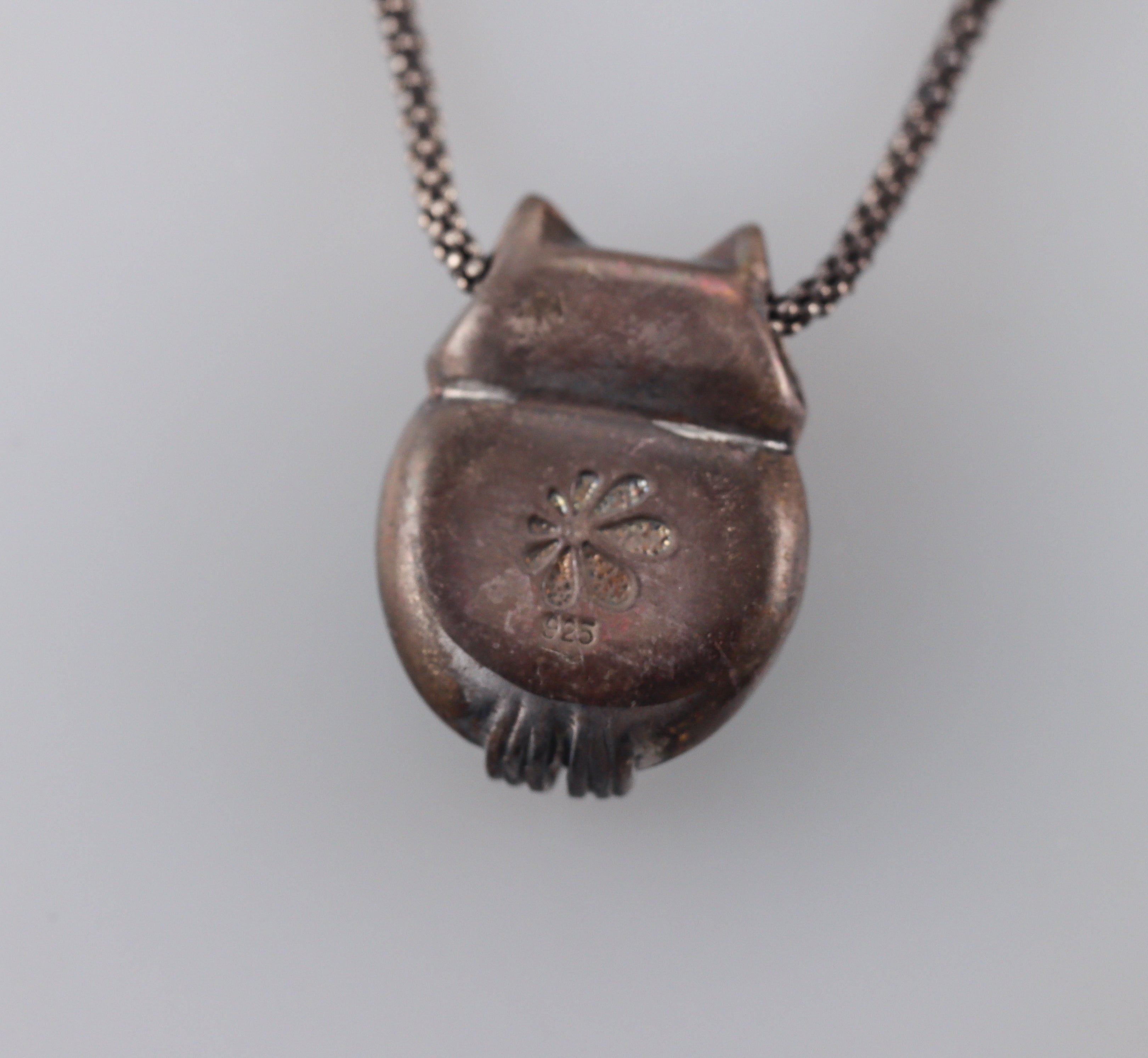 MarahLago Sterling Silver Larimar Owl Pendant Necklace Retail $280#064