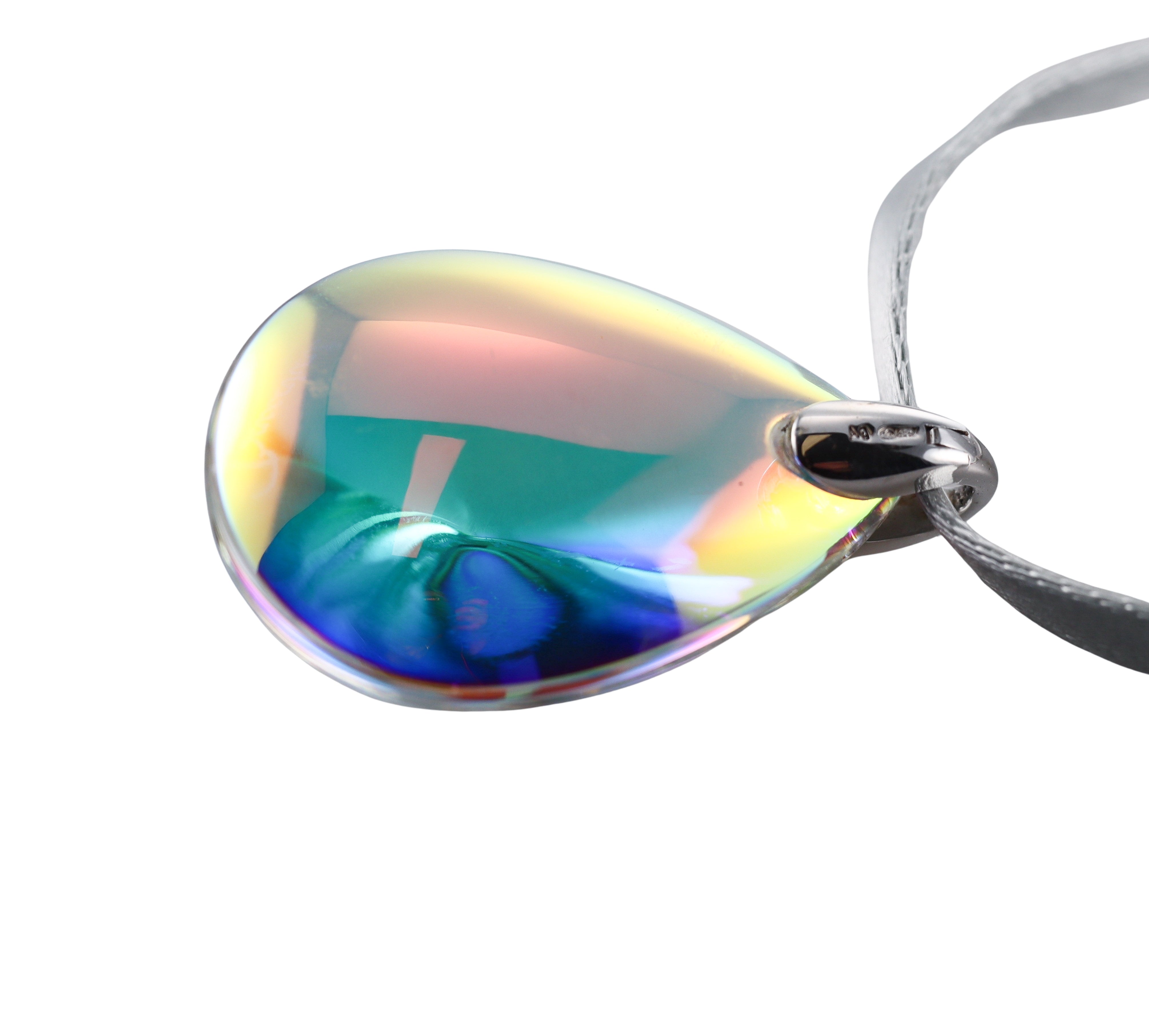 Baccarat Sterling Silver Psychedelic Crystal Pendant Gray Cord Necklace 2607010