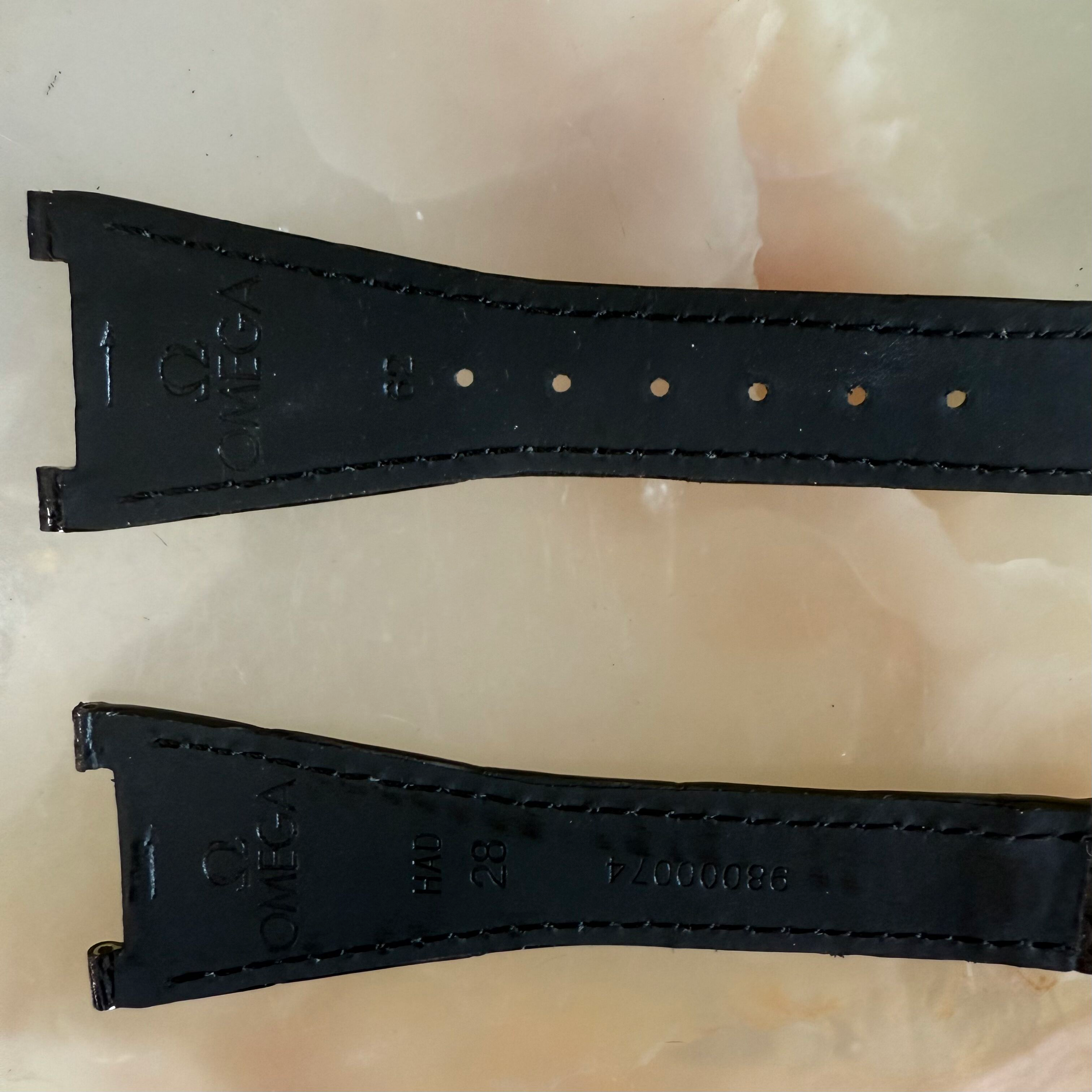Authentic Omega Black Alligator Watch Strap Band 28mm 98000074