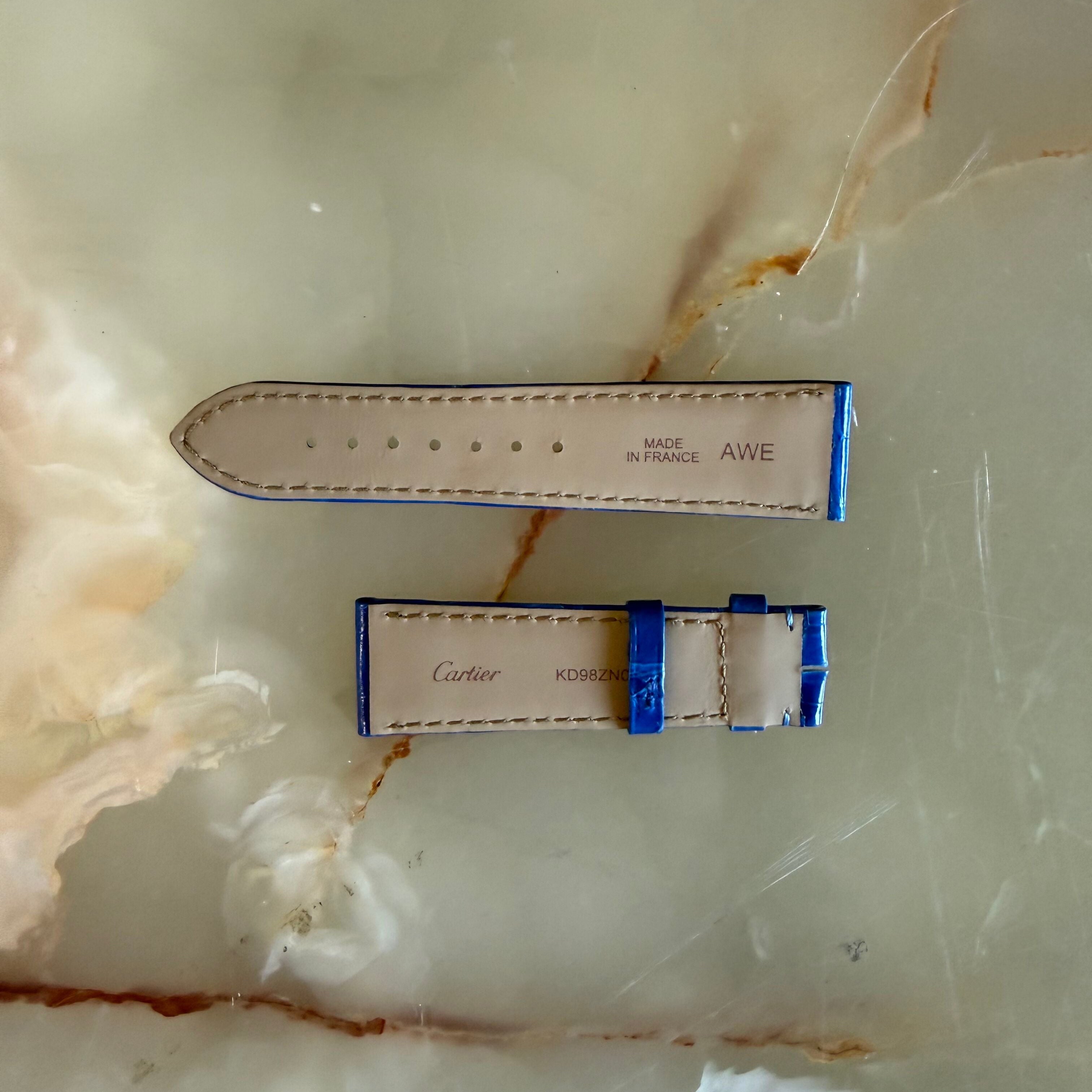 Authentic Cartier Blue Alligator Watch Strap Band 20.75mm KD98ZN04
