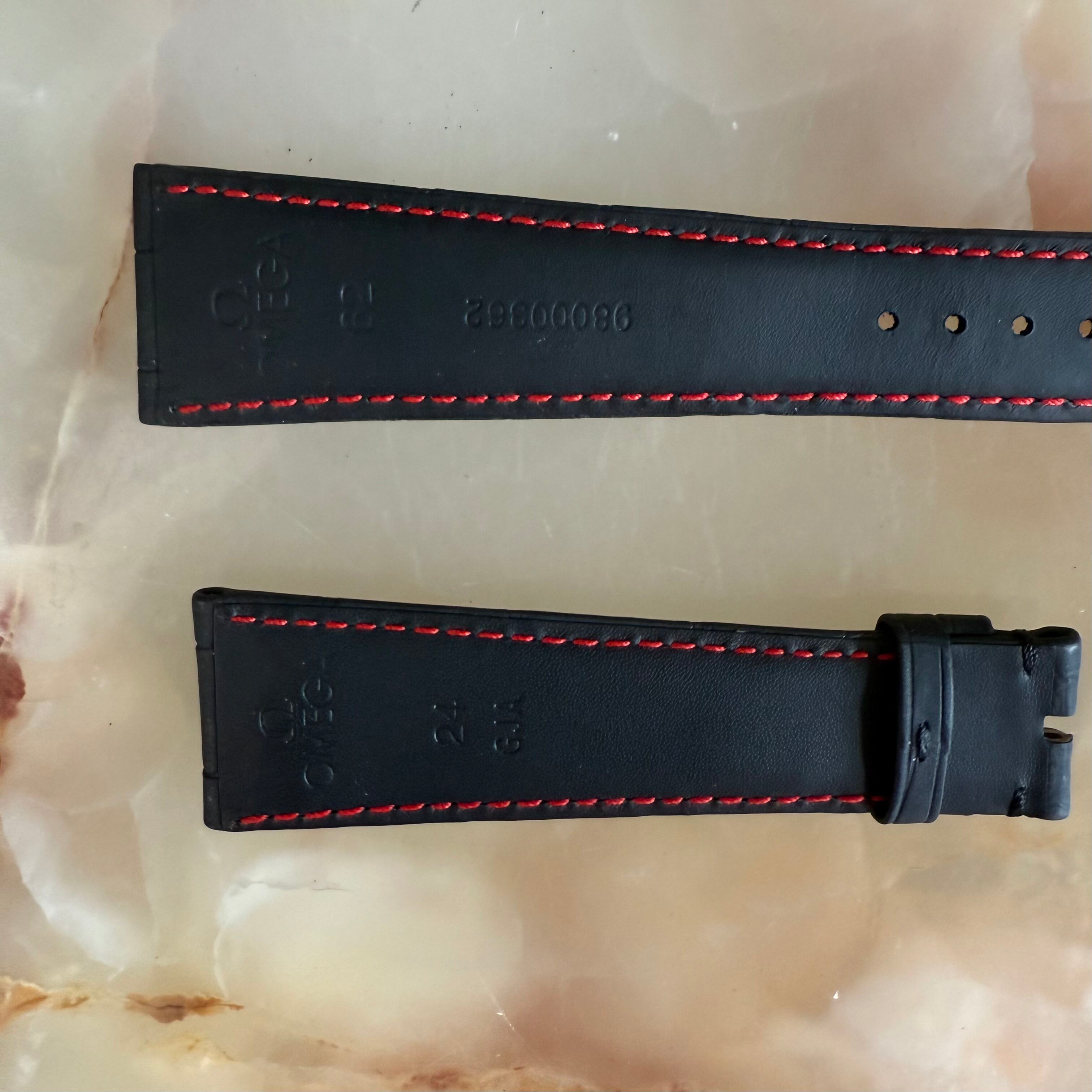 Authentic Omega Black Rubber Watch Strap Band 24mm 98000362