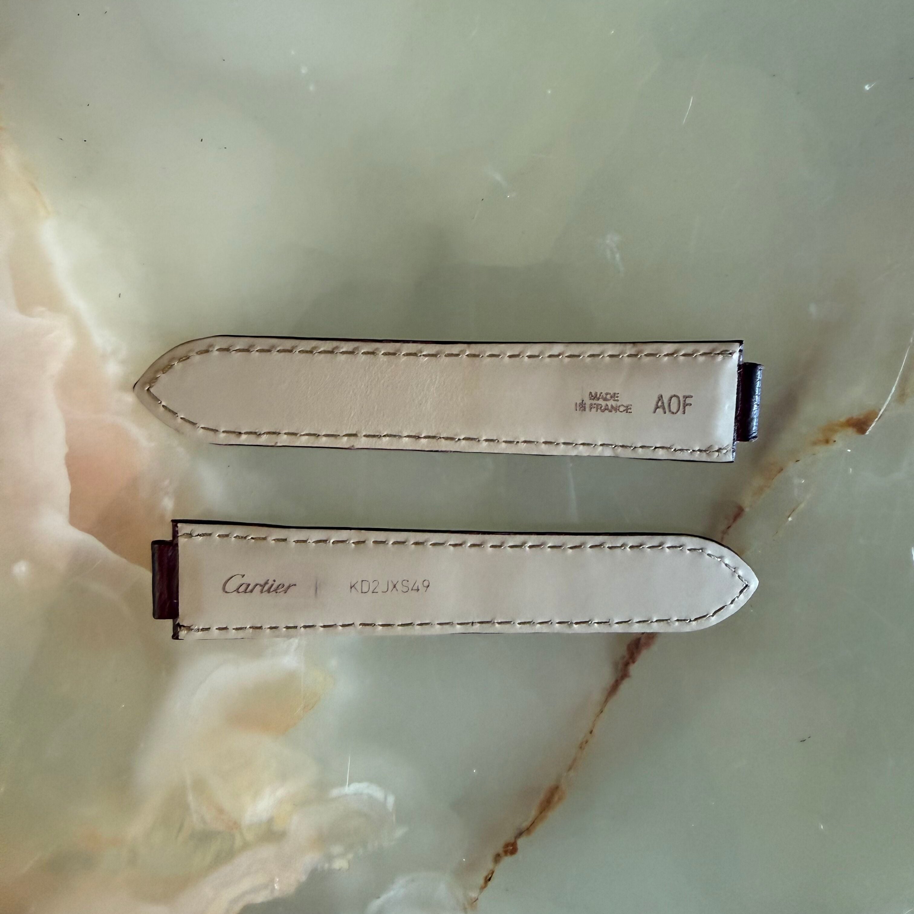 Authentic Cartier Ballon Bleu Burgundy Alligator Watch Strap Band 20mm KD2JXS49