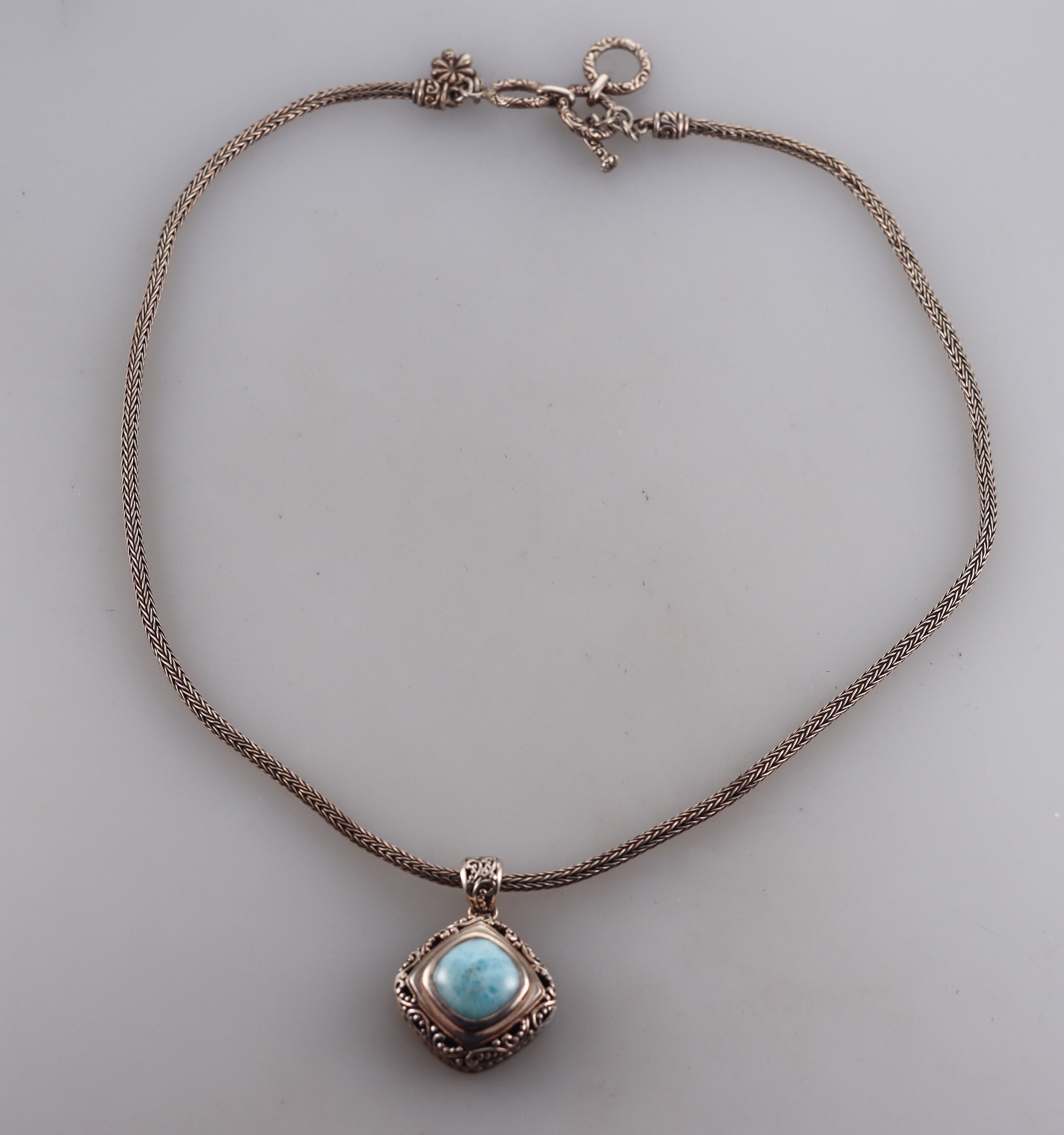 MarahLago Sterling Silver Larimar Pendant Necklace Retail $465 #067