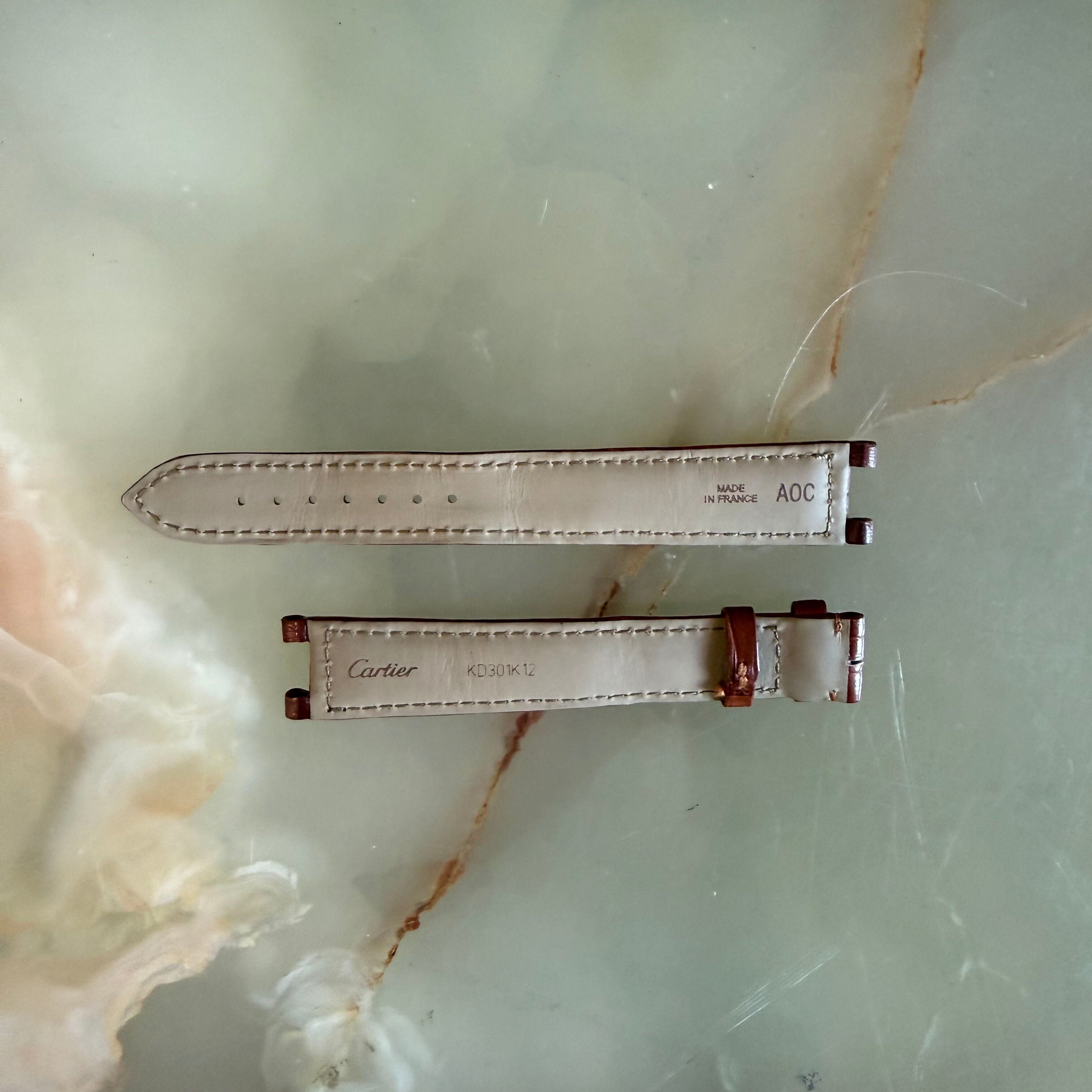 Authentic Cartier Pasha Brown Alligator Watch Strap Band 17mm KD301K12