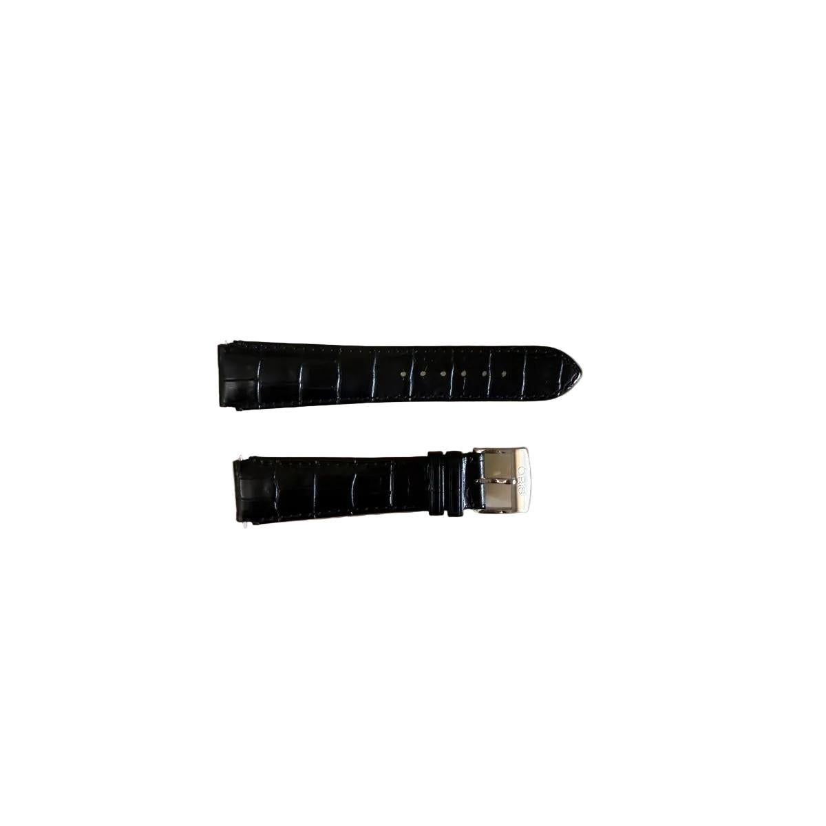 Authentic Oris Black Leather Watch Strap Band 19mm w Buckle 51997