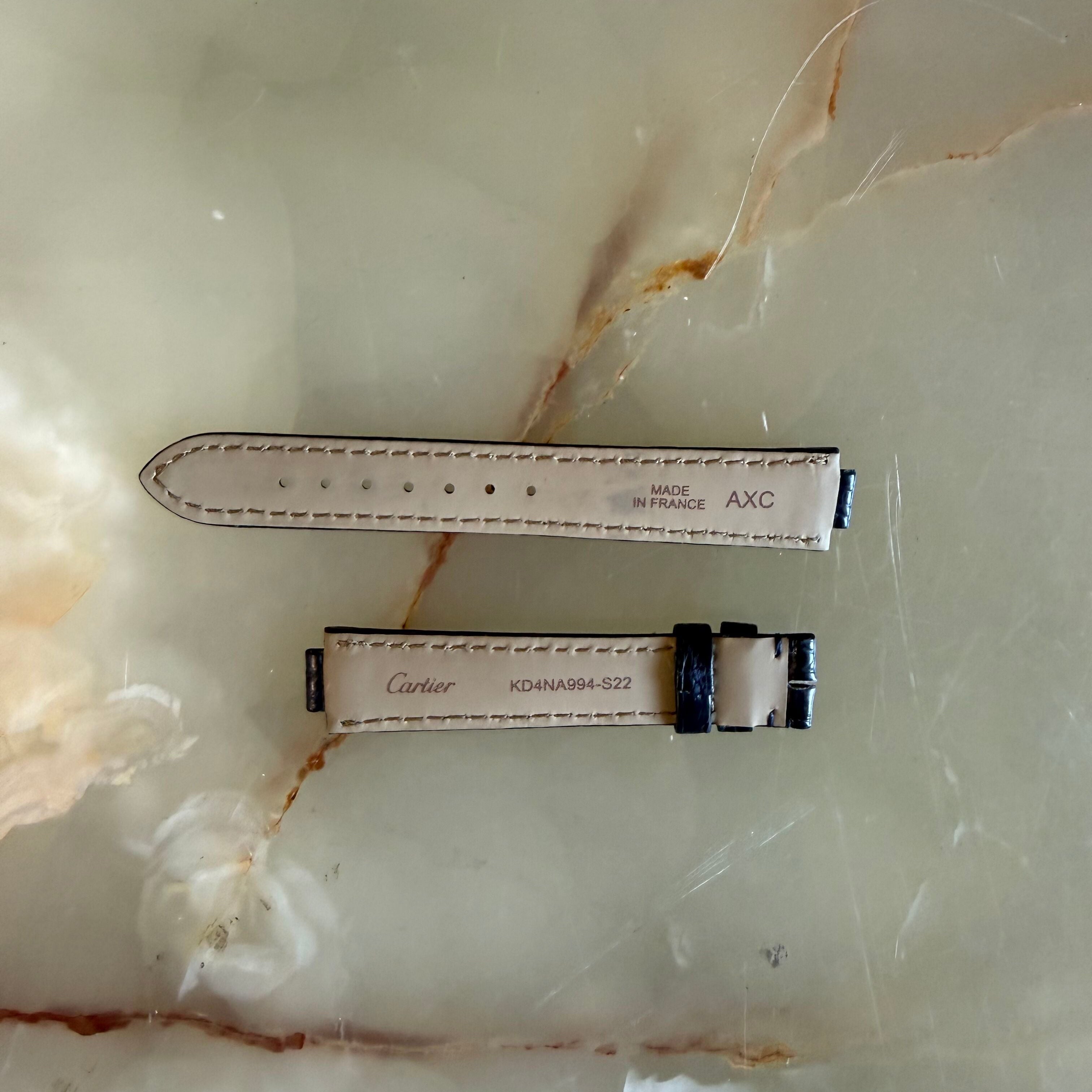 Authentic Cartier Ballon Bleu Blue Alligator Watch Strap Band 15.70mm KD4NA994-S22