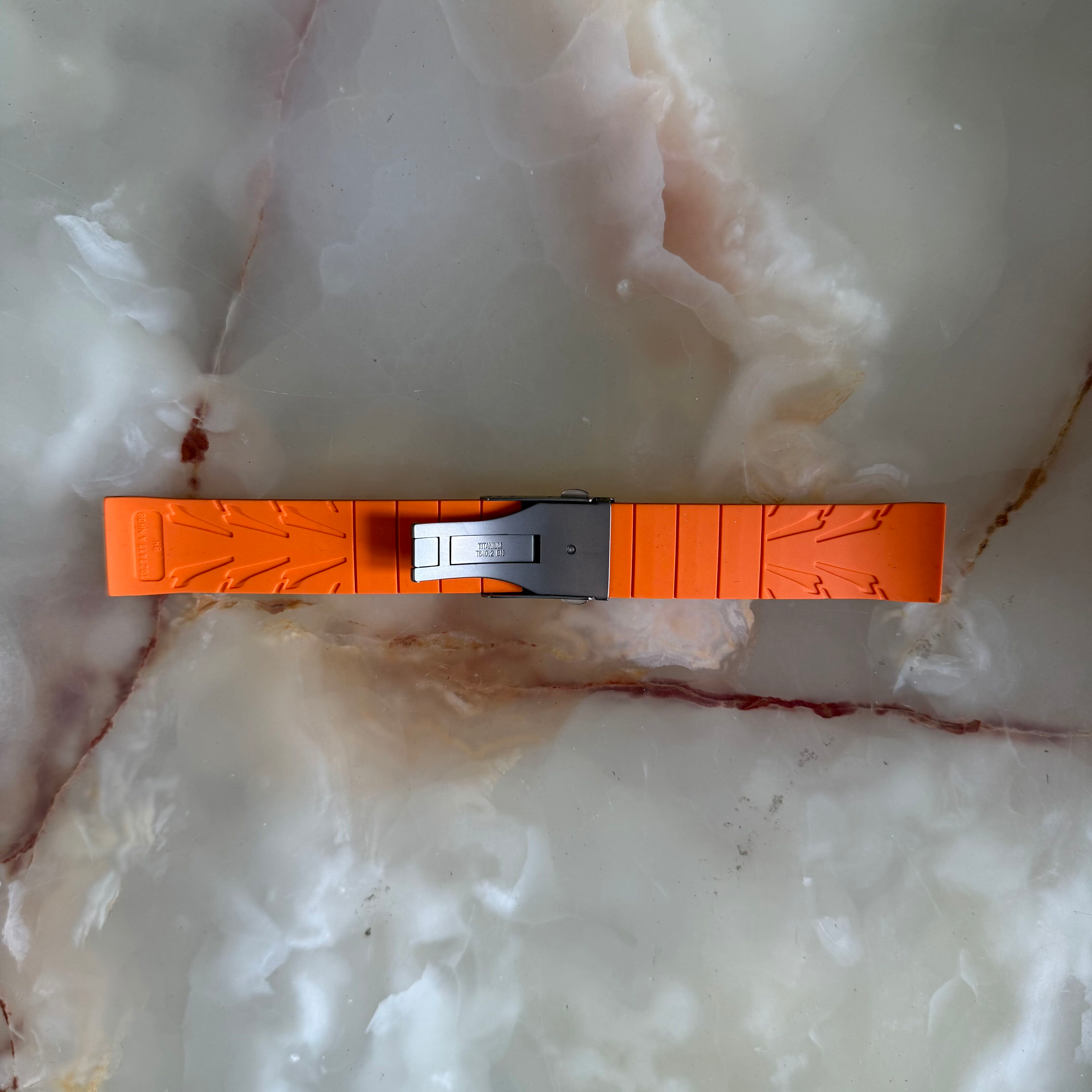 Authentic Tissot Orange Rubber Watch Strap Band 20mm w Deployant Buckle T027417ANH08