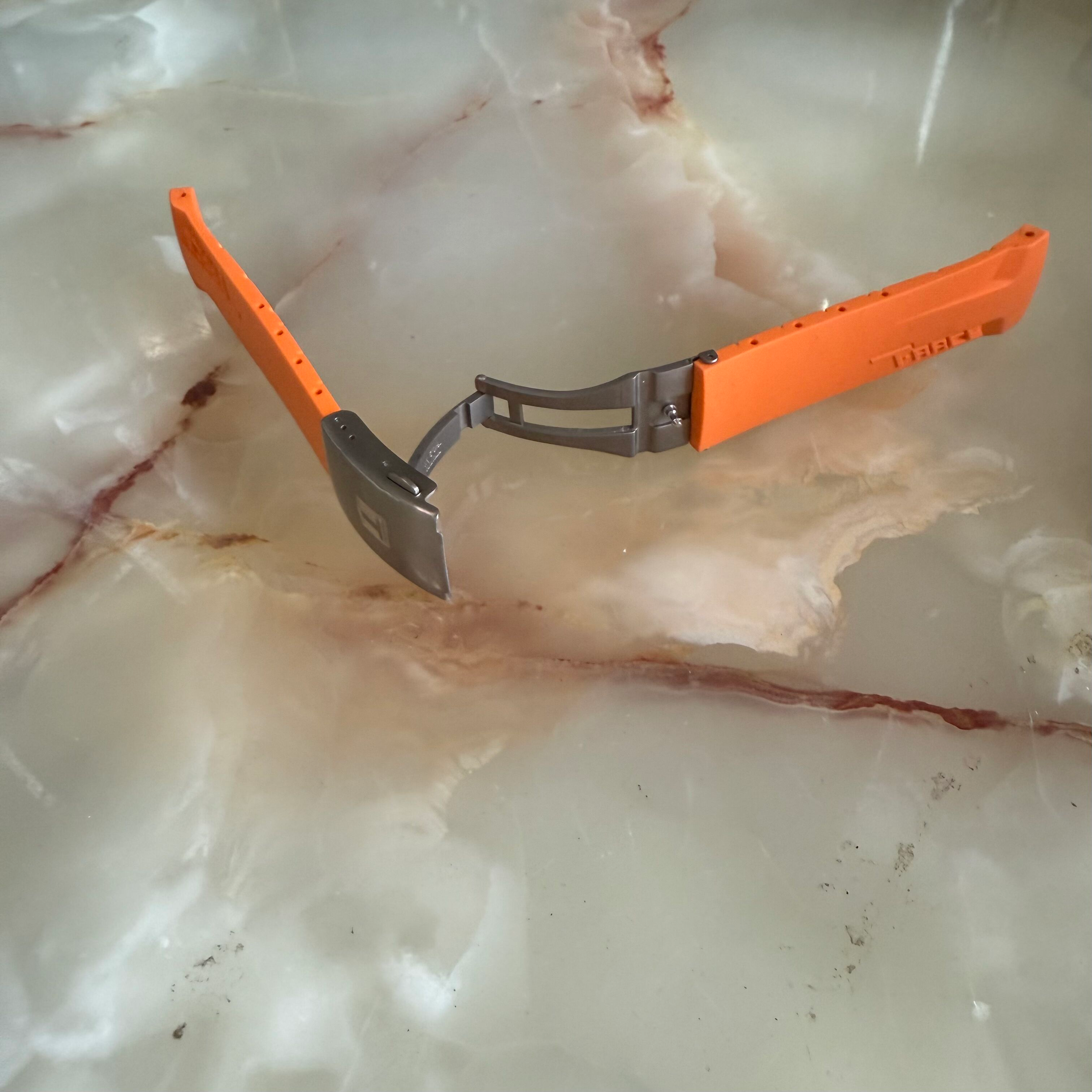 Authentic Tissot Orange Rubber Watch Strap Band 20mm w Deployant Buckle T027417ANH08