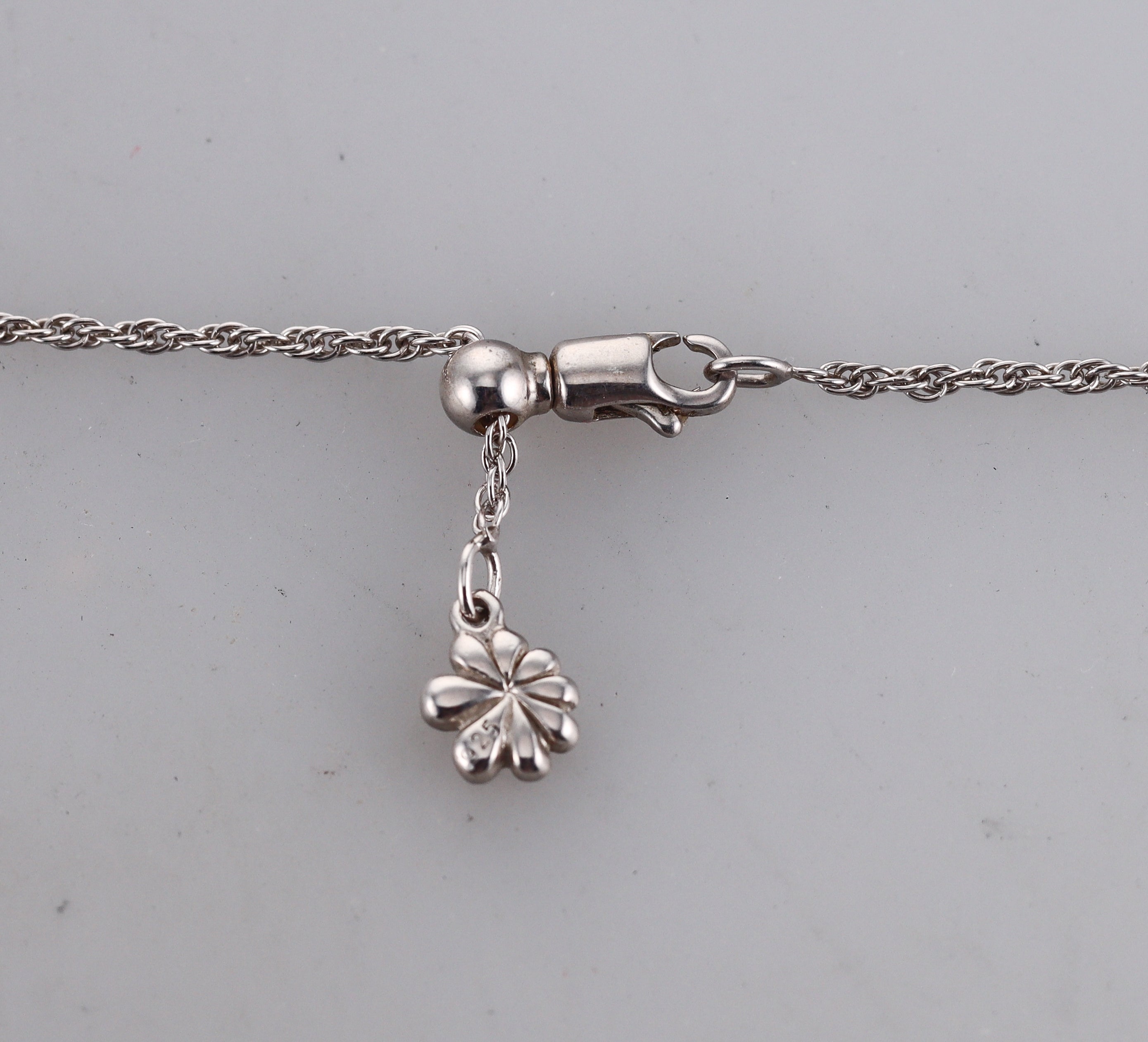 MarahLago Sterling Silver White Sapphire Larimar Pendant Necklace Retail $455 #074