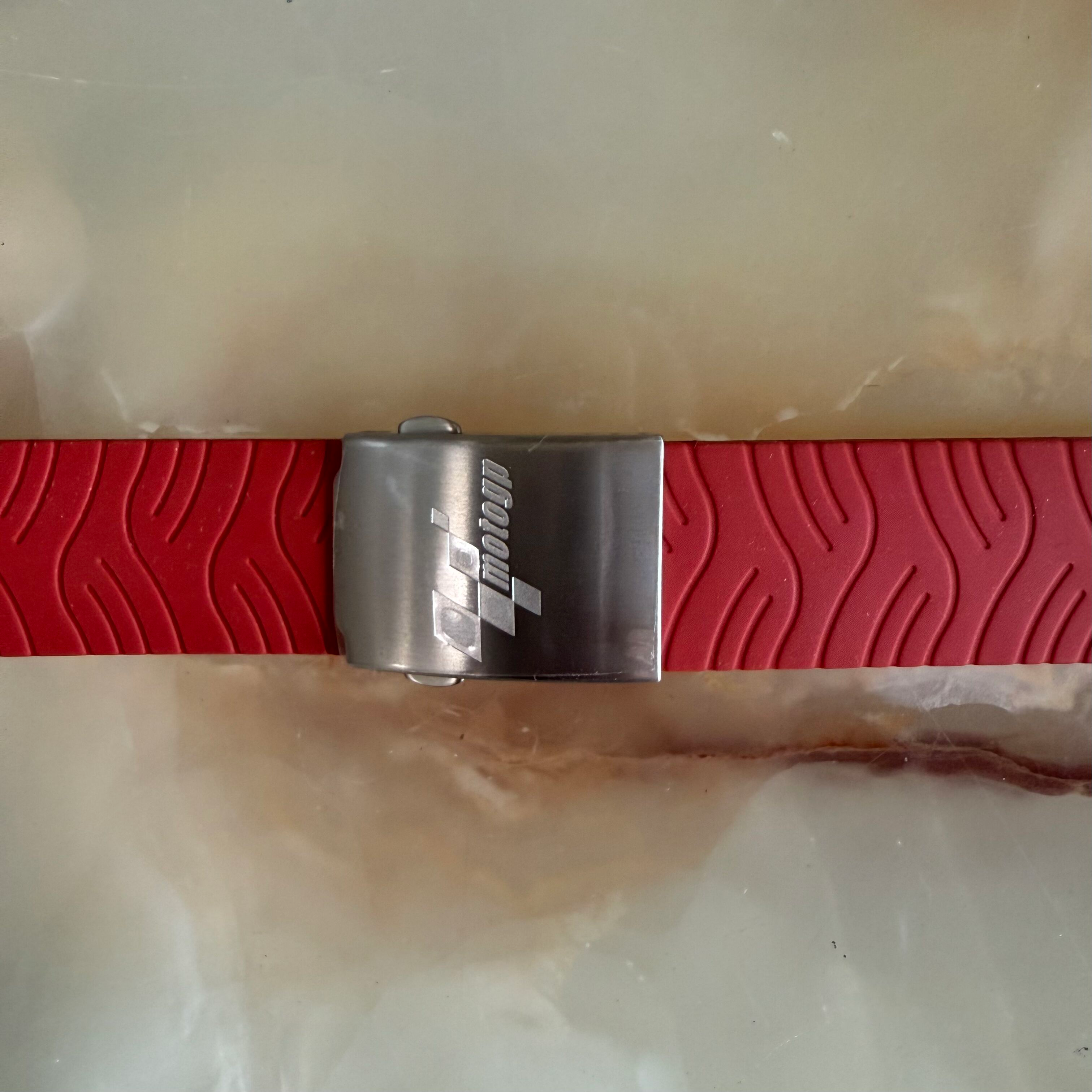 Authentic Tissot Red Rubber Watch Strap Band 20mm w Deployant Buckle E001721 20 20
