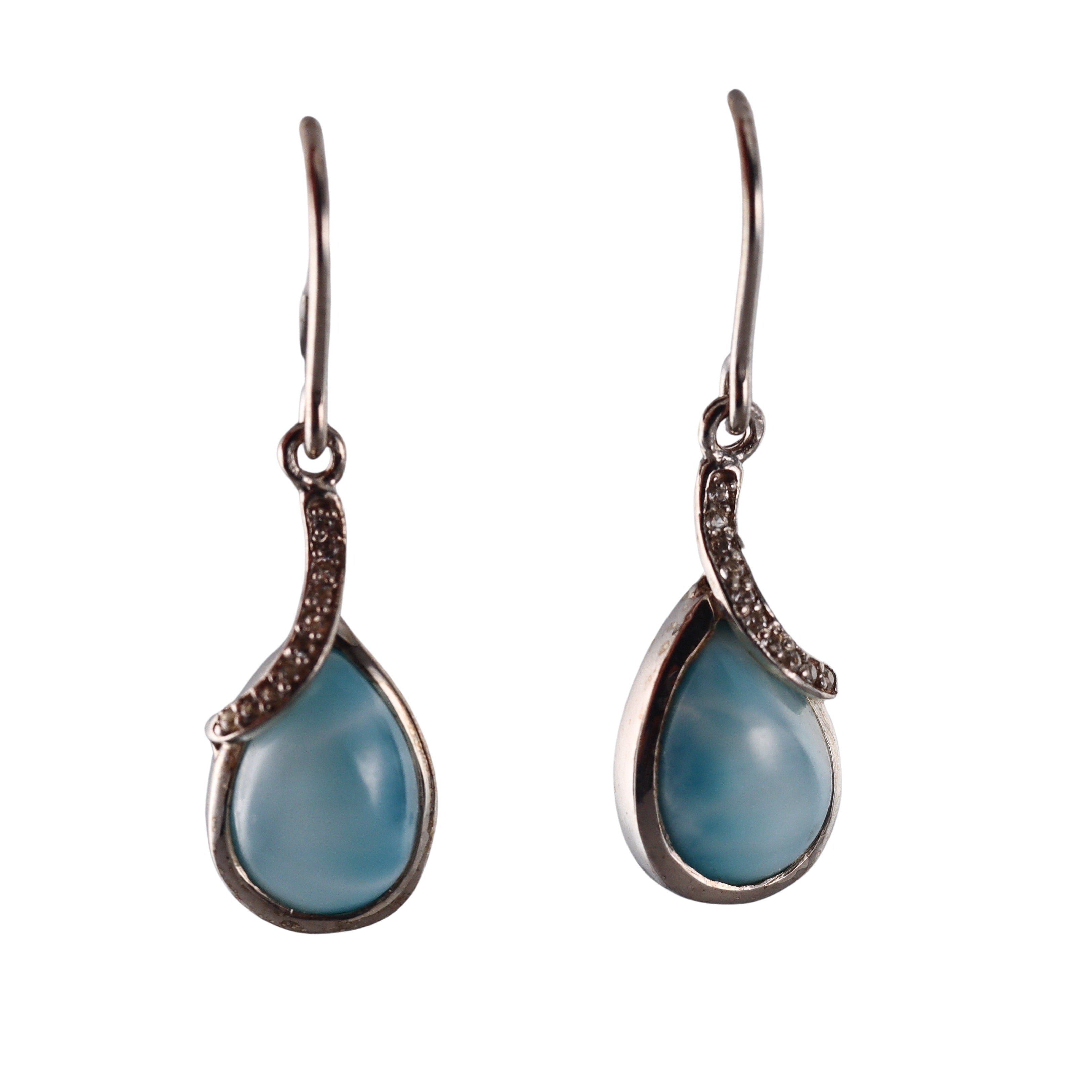 Marahlago Sterling Silver Larimar White Sapphire Earrings Retail $301