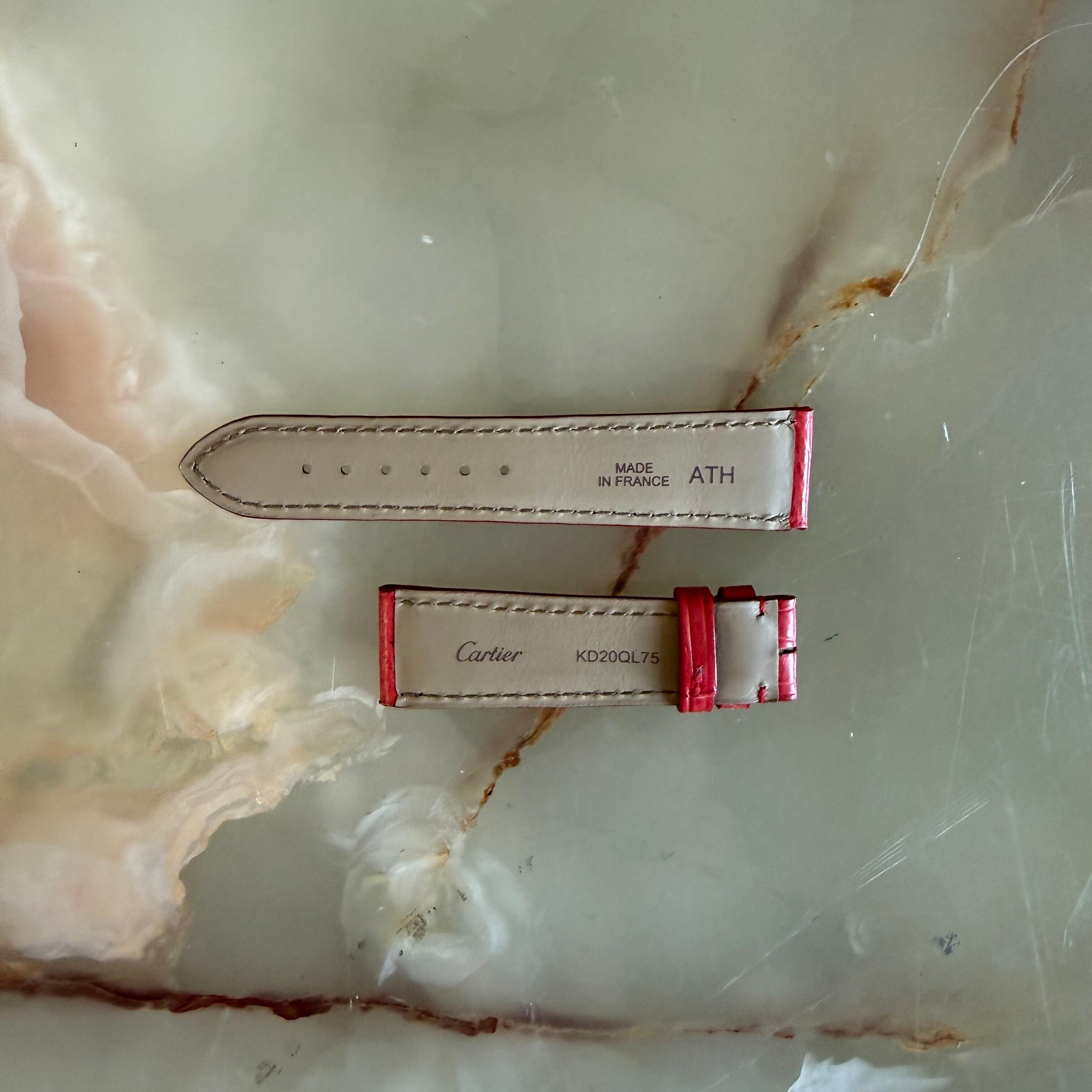 Authentic Cartier Red Alligator Watch Strap Band 19mm KD20QL75