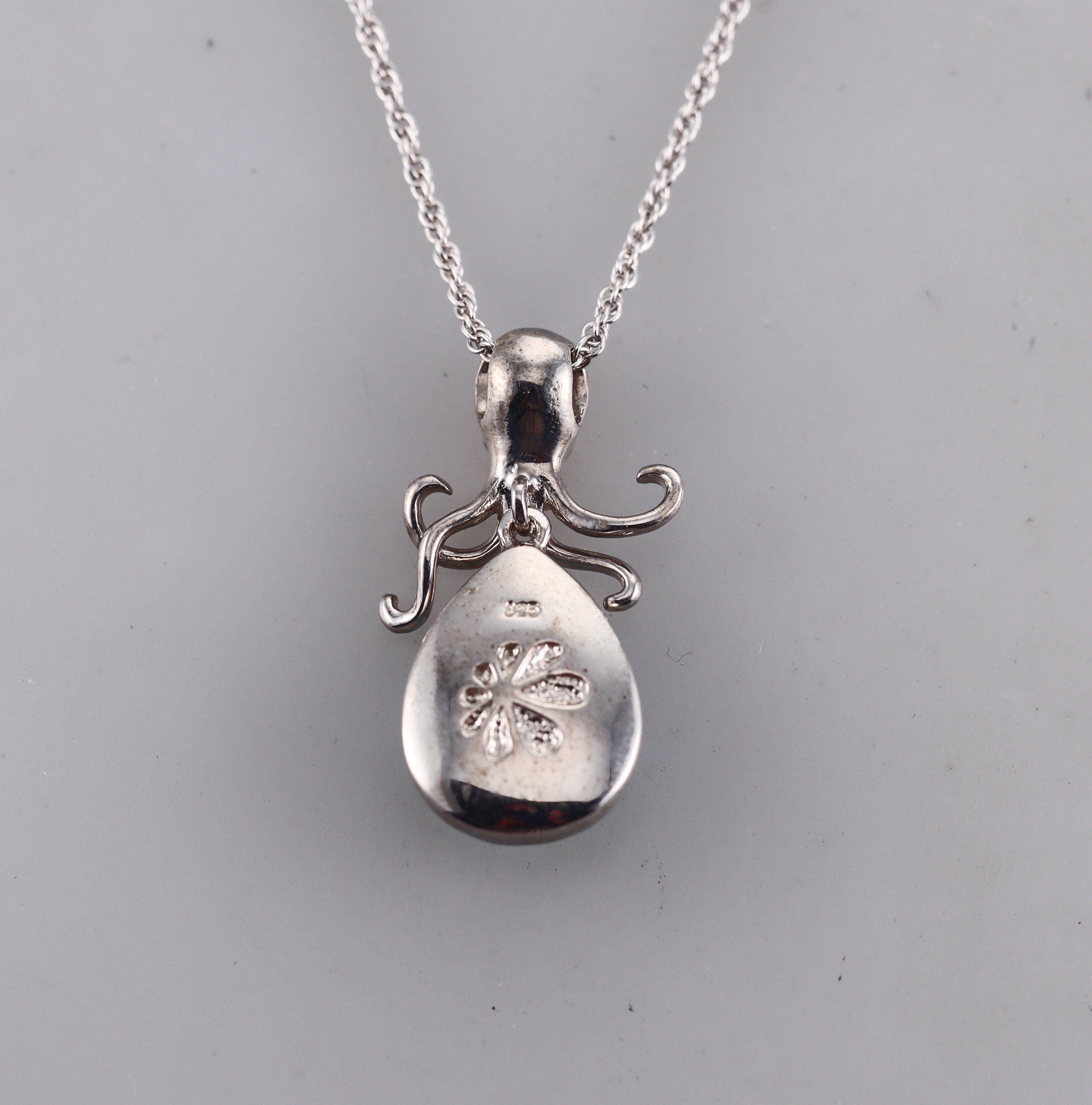MarahLago Sterling Silver Octopus Larimar Pendant Necklace Retail $290