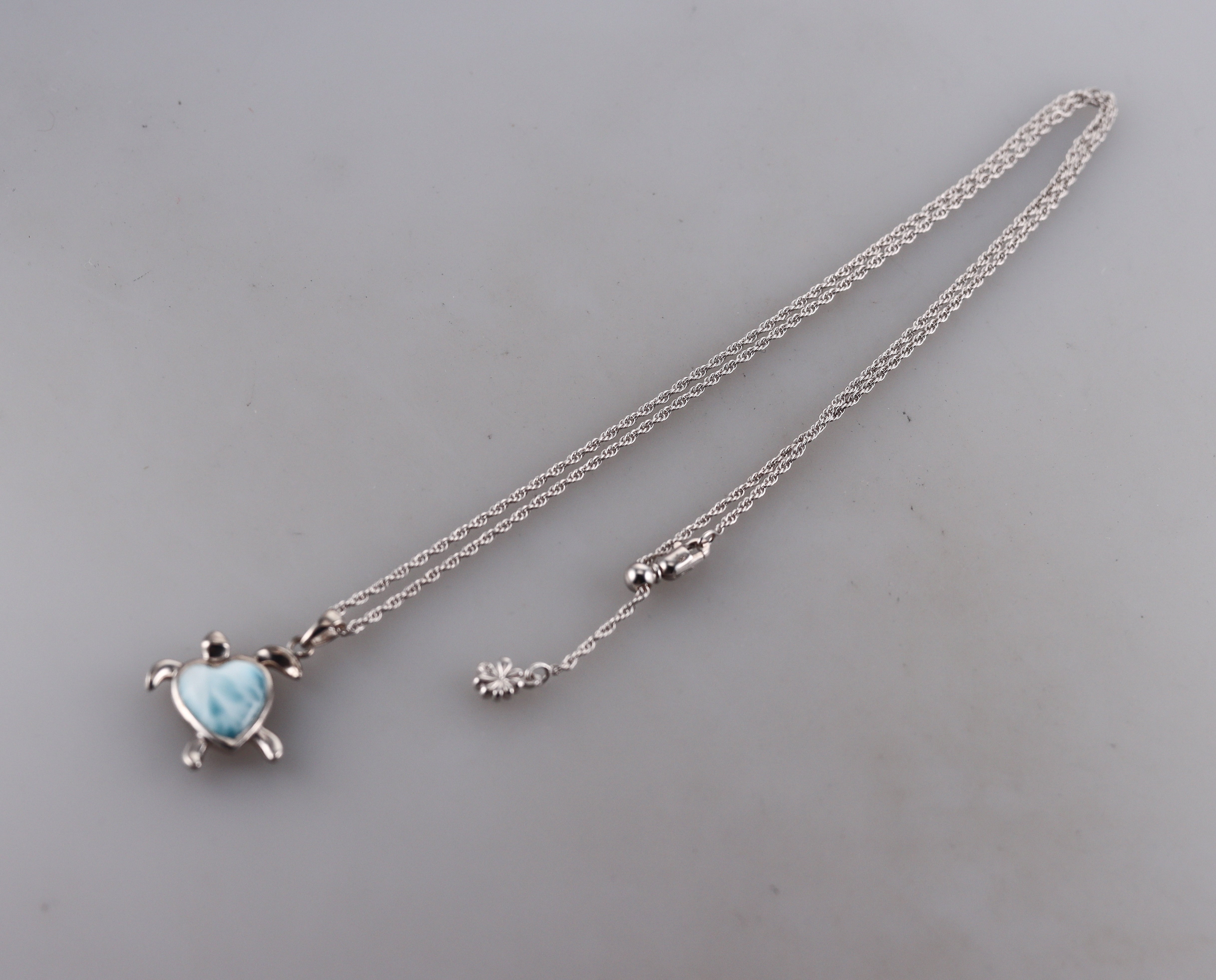 MarahLago Sterling Silver Turtle Heart Larimar Pendant Necklace Retail $249