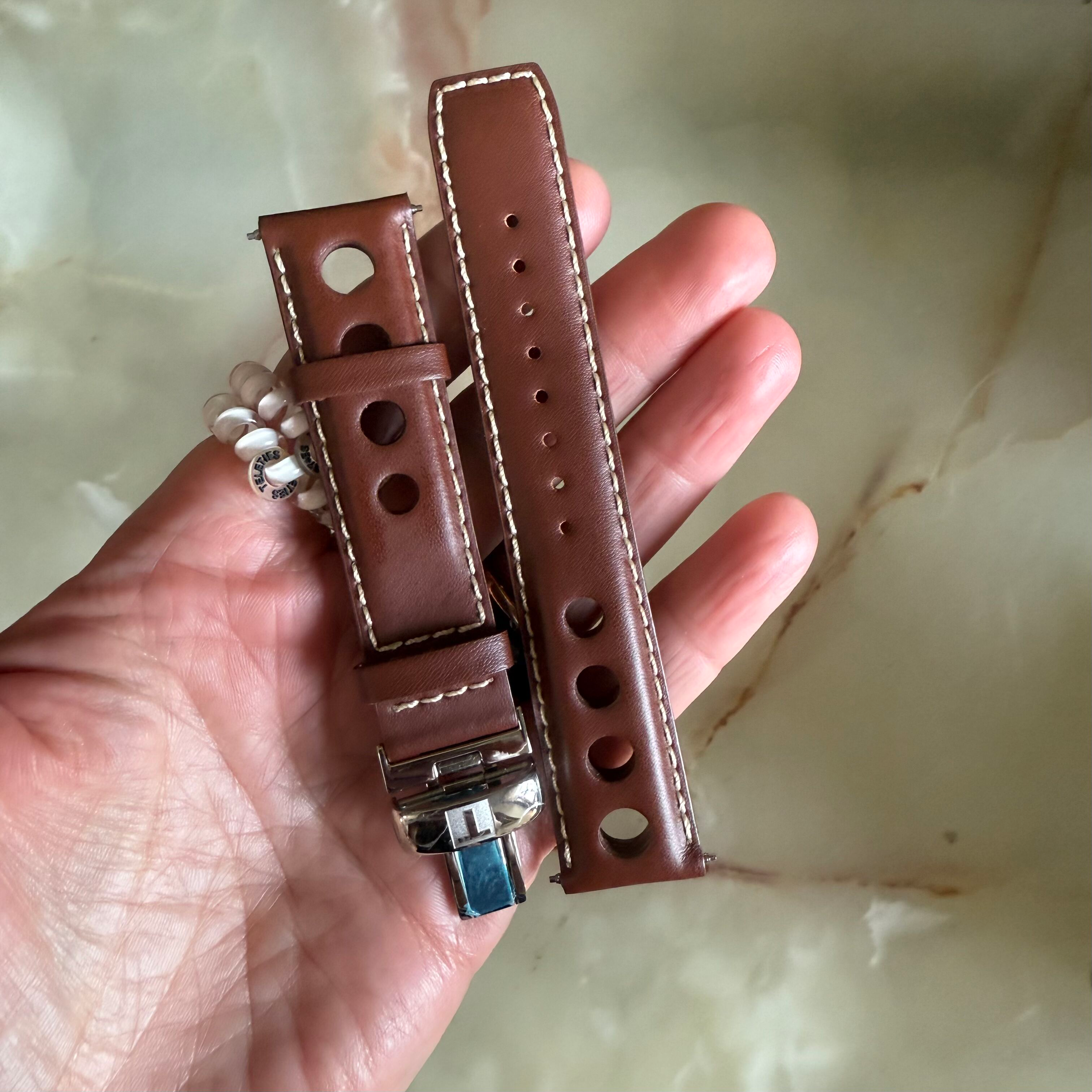 Authentic Tissot Brown Genuine Leather Watch Strap Band 20mm w Deployant Buckle T6003512018