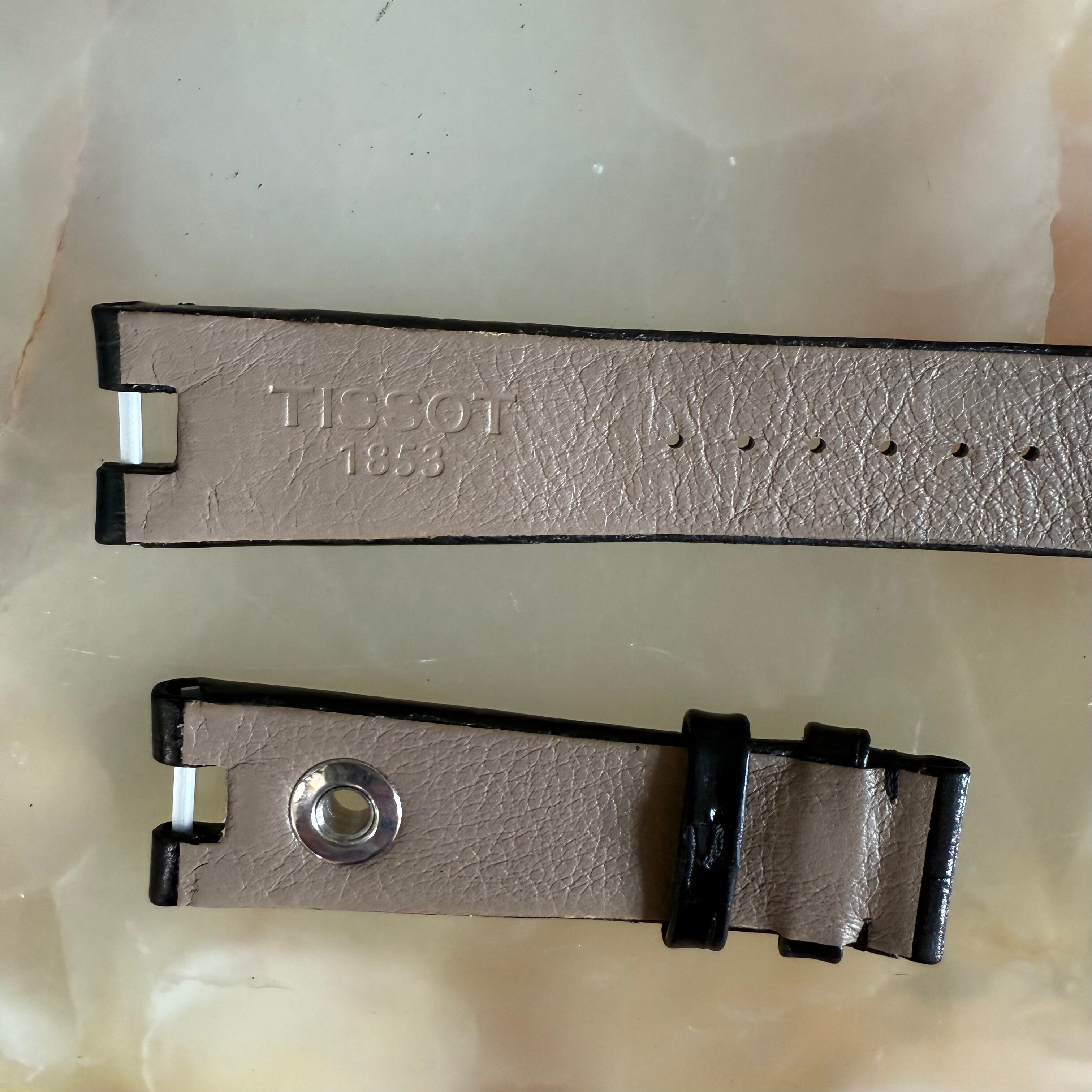 Authentic Tissot Odaci-T T020.317 Black Leather Watch Strap Band 20mm