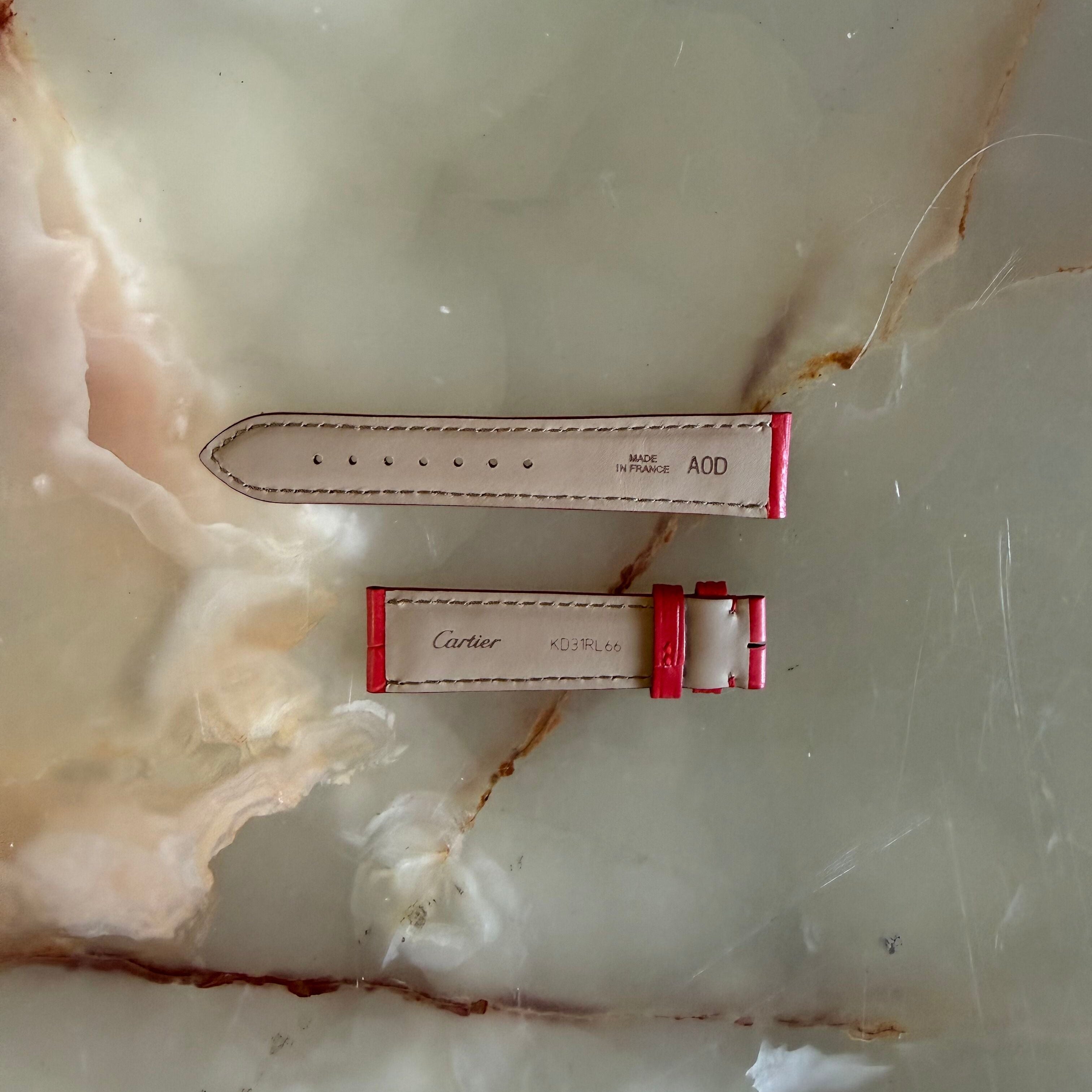 Authentic Cartier Red Alligator Watch Strap Band 19mm KD31RL66