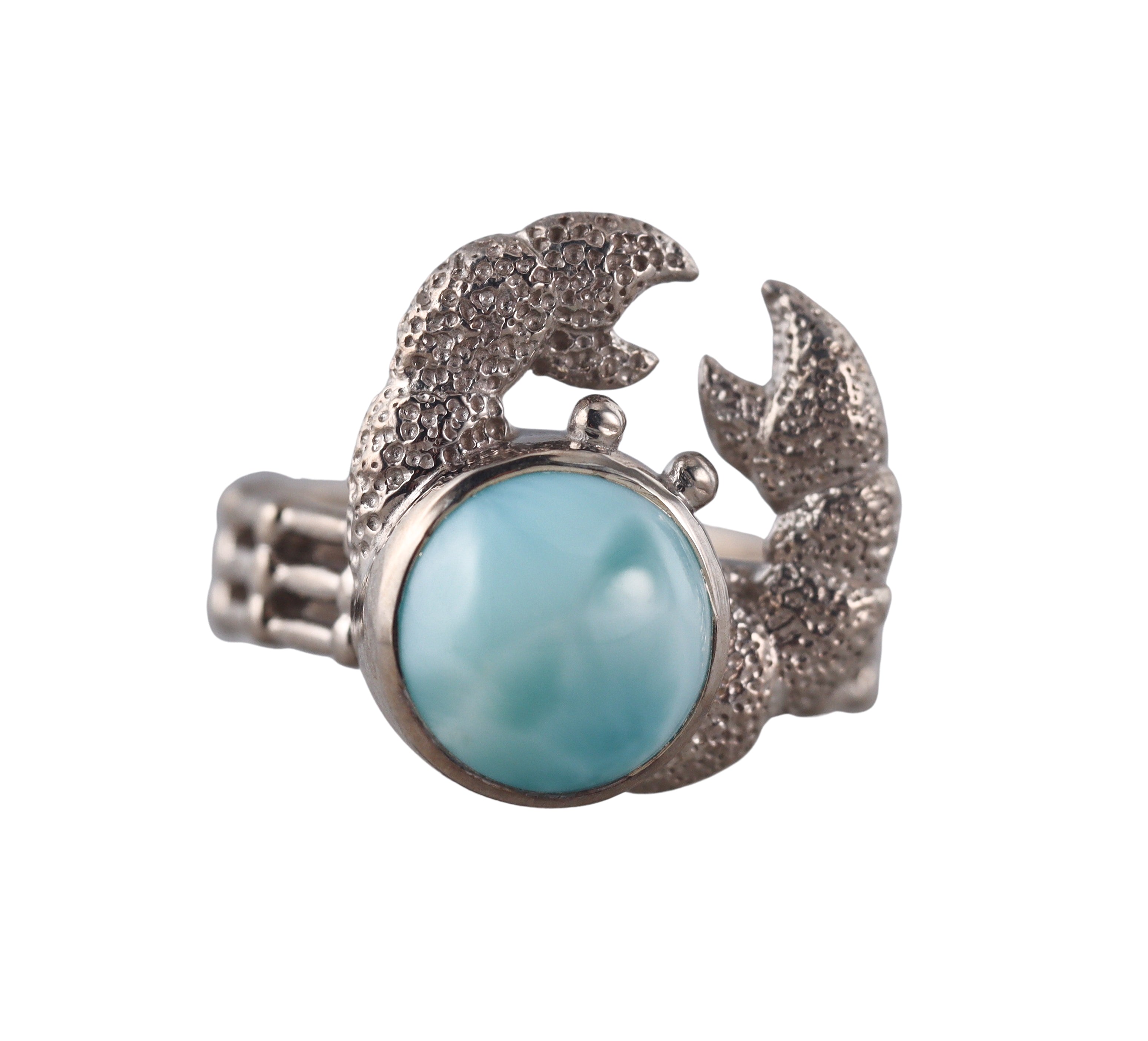 Marahlago Sterling Silver Larimar Crab Ring Retail $262 #36